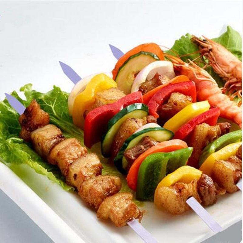 10-20Pcs Stainless Steel Barbecue Skewer Reusable BBQ Skewers Kebab Iron Stick For Outdoor Camping Picnic Tools Cooking Tools Stainless Steel Barbecue Skewers Durable and Reusable Metal Skewers
