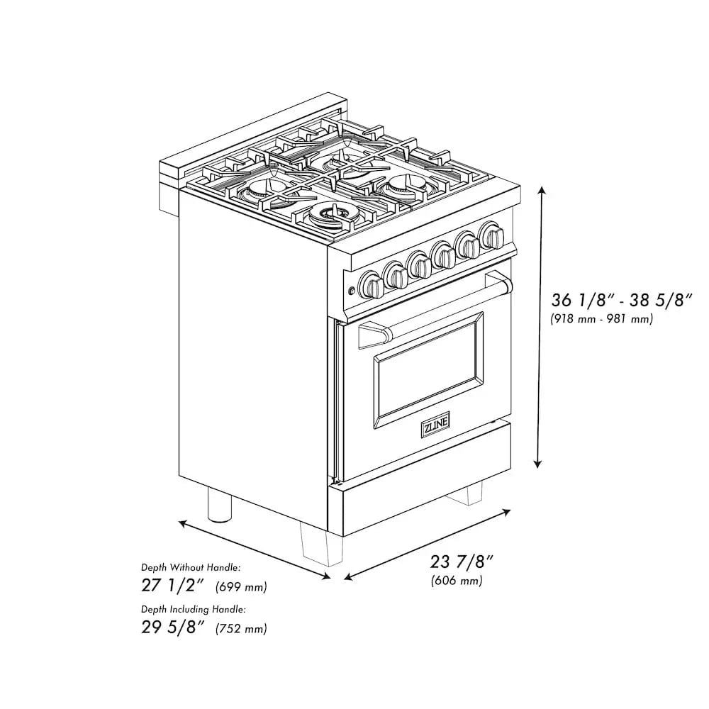 ZLINE 24" Autograph Dual Fuel Range, White Door, Bronze RAZ-WM-24-CB