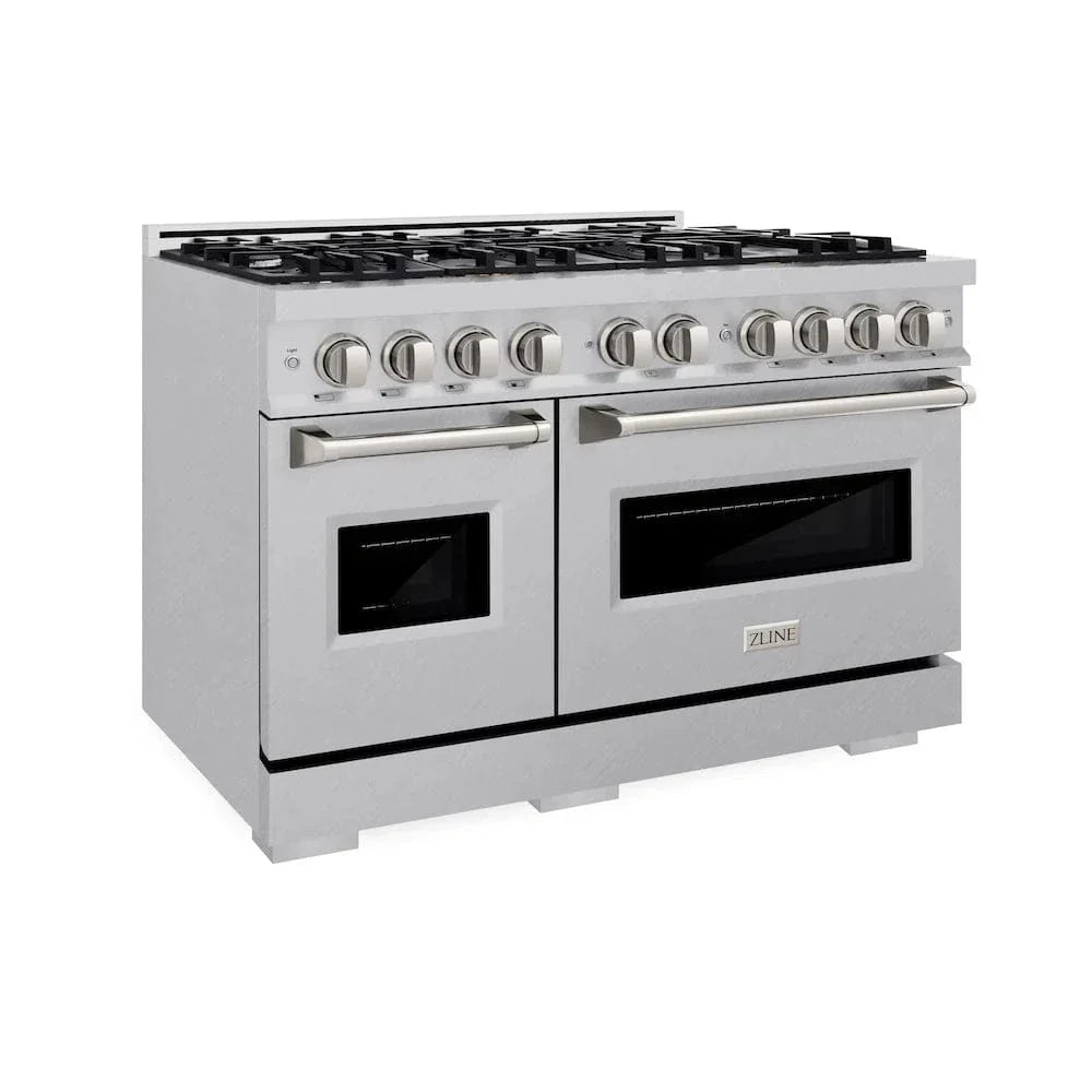 ZLINE 48" Dual Fuel Range, Gas Cooktop, Electric Convection Oven DuraSnow® Stainless Steel, CDRS-48