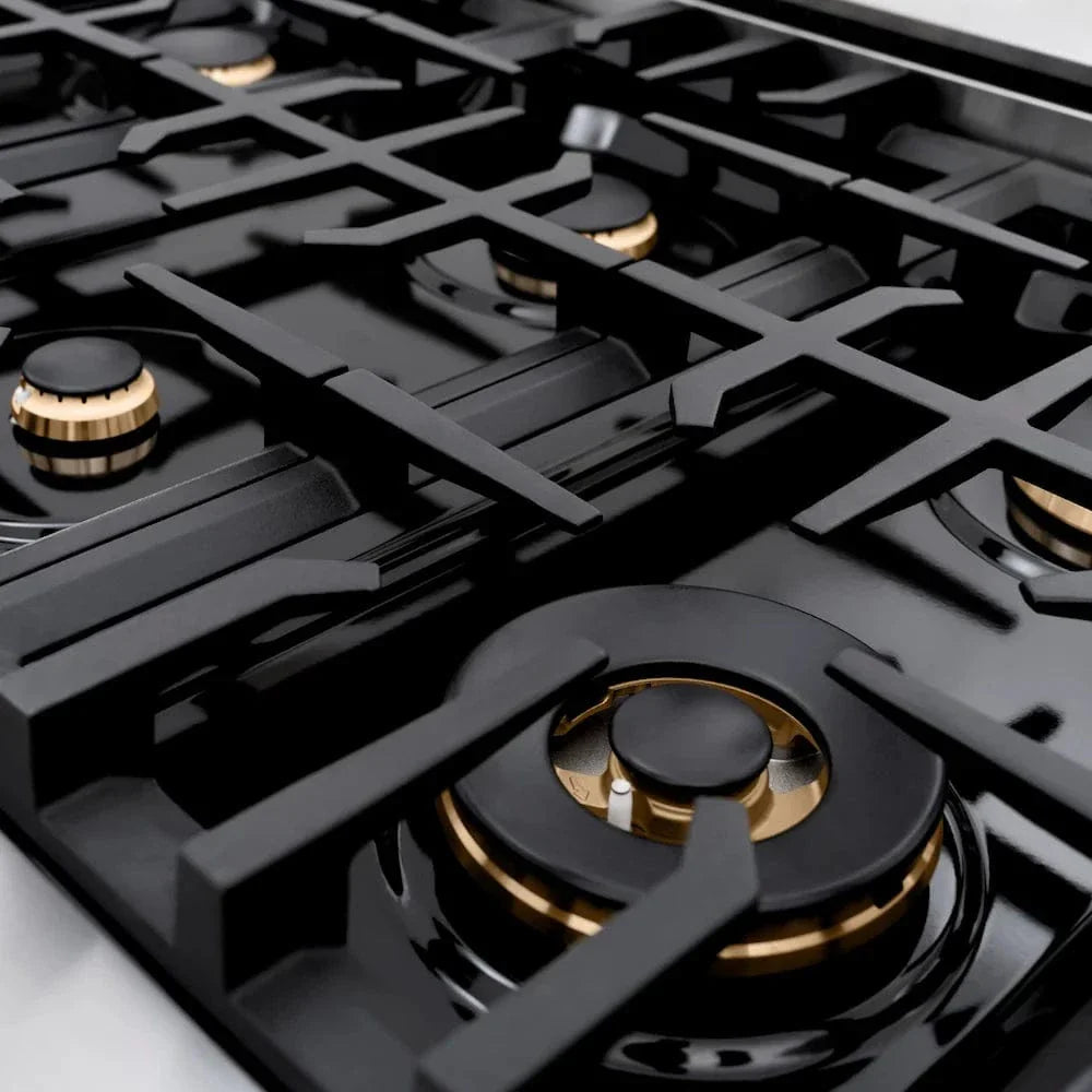 ZLINE 36" Dual Fuel Range, Gas Cooktop, Electric Convection Oven Stainless Steel, Matte Black CDRZ-36-MB