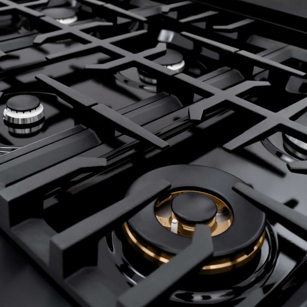 ZLINE 36" Dual Fuel Range, Gas Cooktop, Electric Convection Oven Black Stainless Steel, CDRB-36