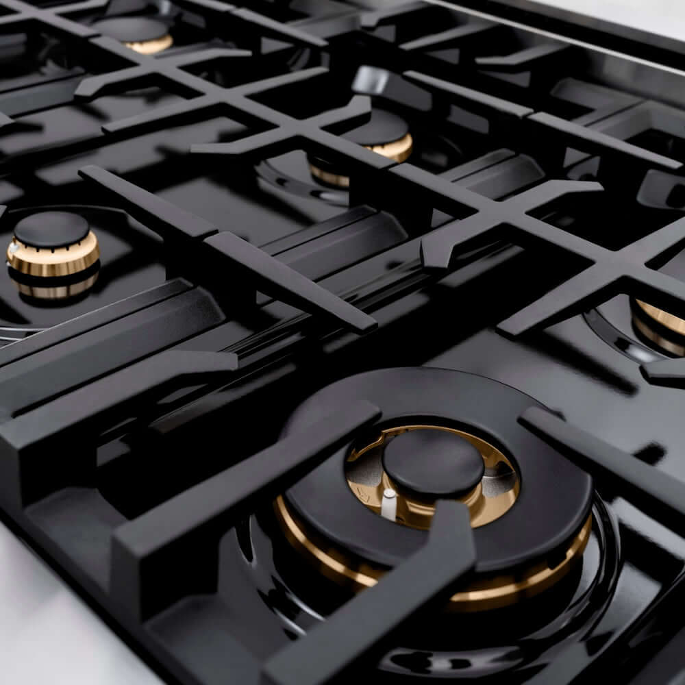ZLINE 36" Dual Fuel Range, Gas Cooktop, Electric Convection Oven Stainless Steel, Champagne Bronze CDRZ-36-CB