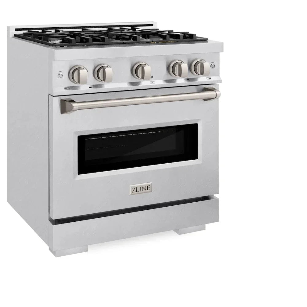 ZLINE 30" Dual Fuel Range, Gas Cooktop, Electric Convection Oven DuraSnow® Stainless Steel, CDRS-30