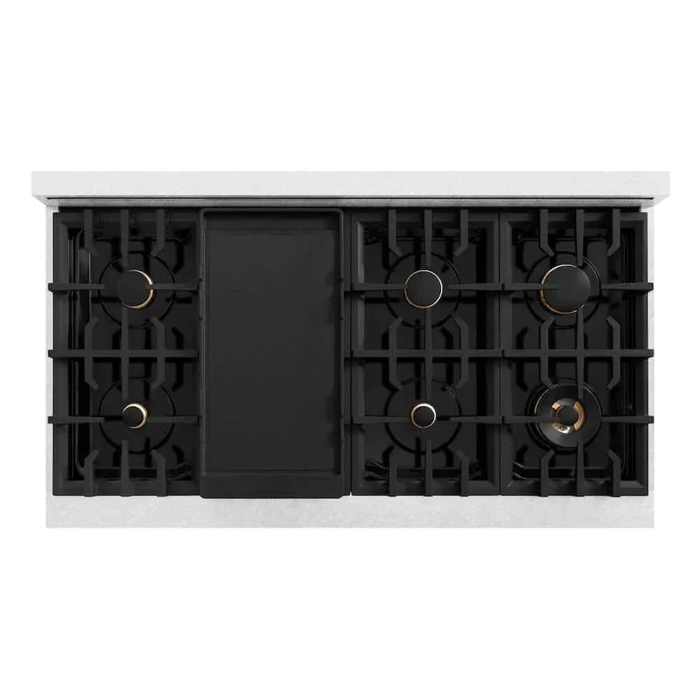 ZLINE 48" Dual Fuel Range, Gas Cooktop, Electric Convection Oven DuraSnow® Stainless Steel, Brass Burners CDRS-BR-48
