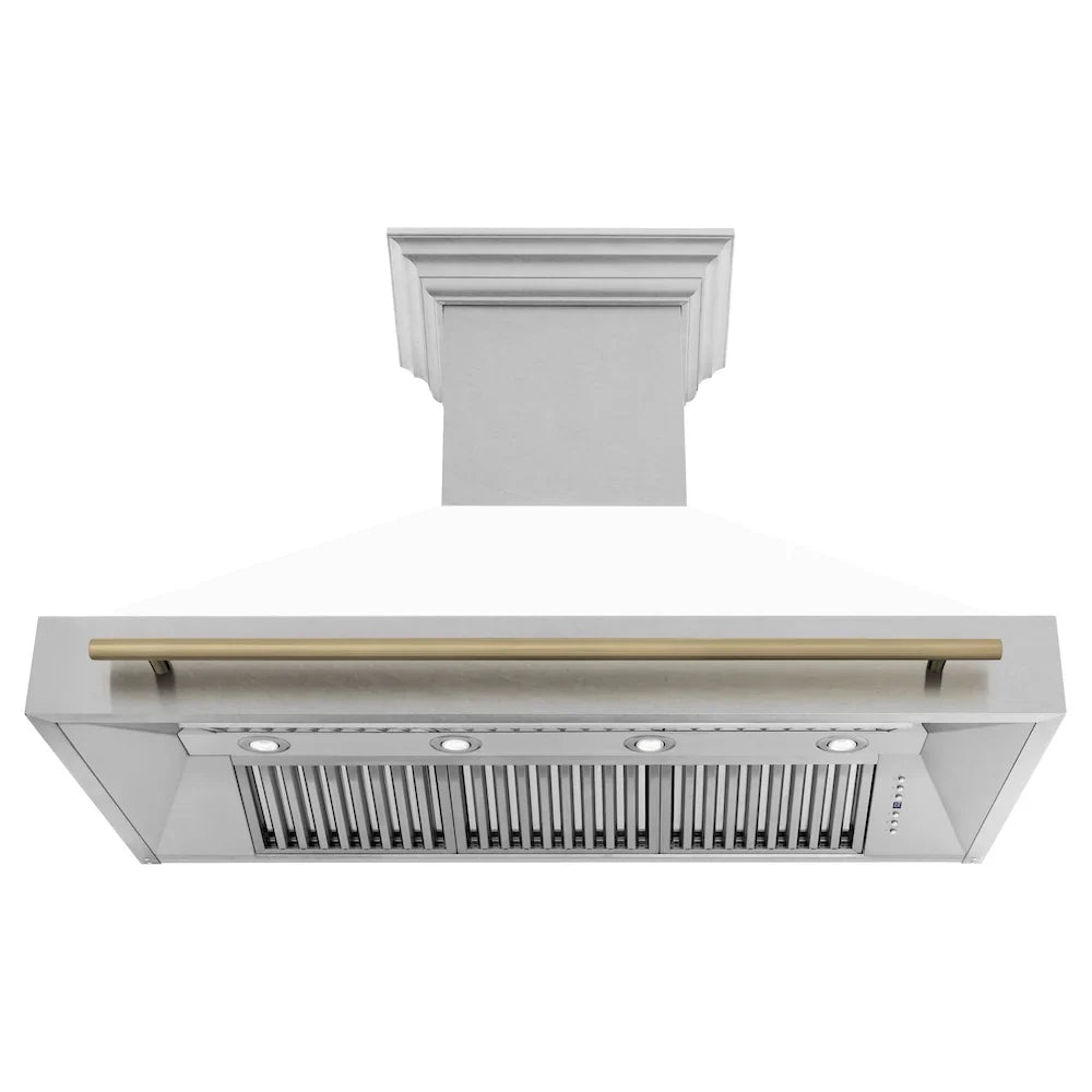 ZLINE 48" Autograph DuraSnow White Range Hood 8654SNZ-WM48-CB