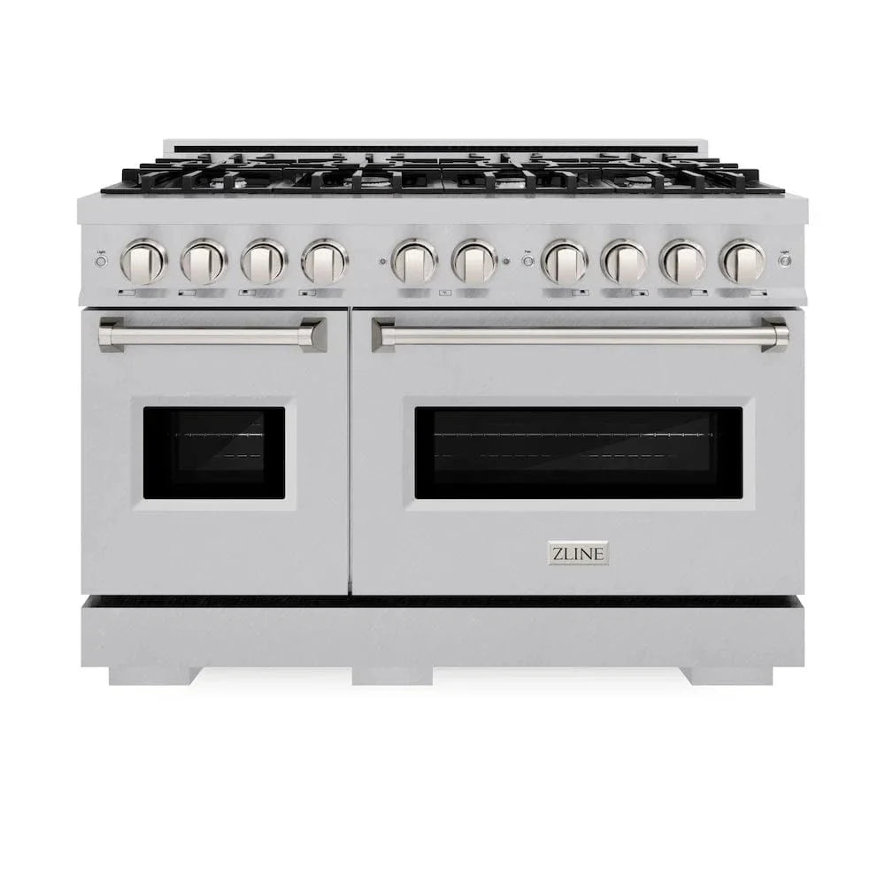 ZLINE 48" Dual Fuel Range, Gas Cooktop, Electric Convection Oven DuraSnow® Stainless Steel, CDRS-48