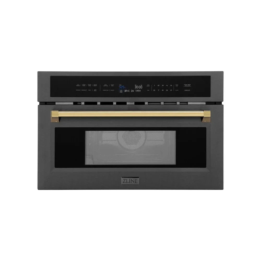 ZLINE 30” Convection Microwave, Black Stainless, Gold MWOZ-30-BS-G