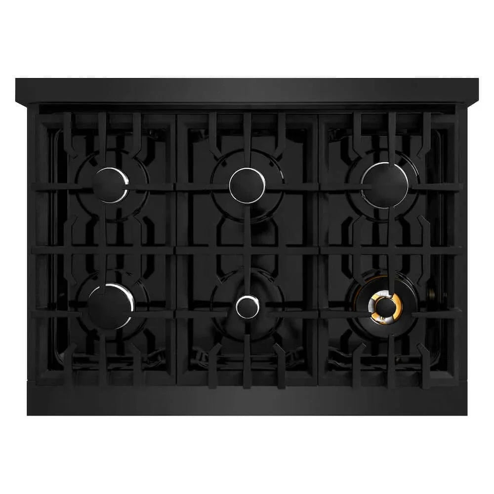 ZLINE 36" Dual Fuel Range, Gas Cooktop, Electric Convection Oven Black Stainless Steel, CDRB-36
