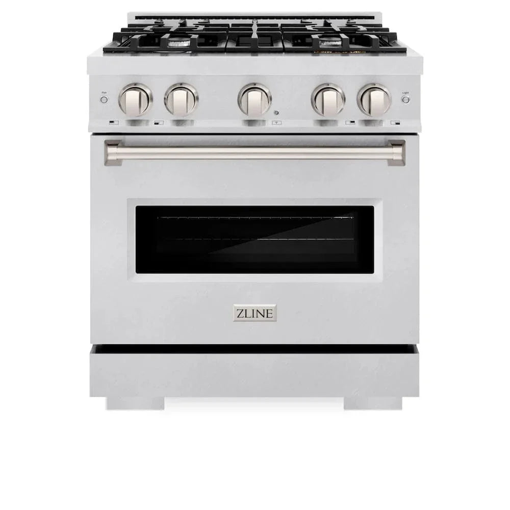 ZLINE 30" Dual Fuel Range, Gas Cooktop, Electric Convection Oven DuraSnow® Stainless Steel, CDRS-30