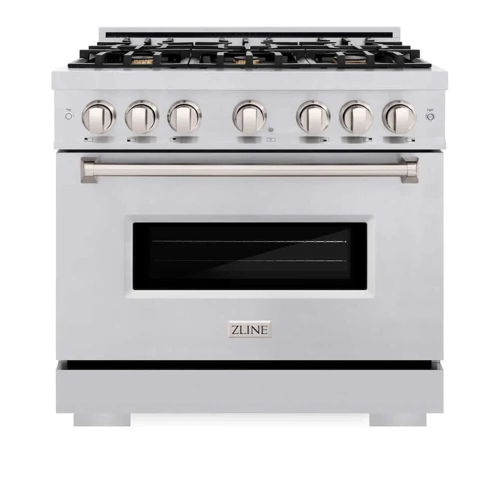 ZLINE 36" Dual Fuel Range, Gas Cooktop, Electric Convection Oven Stainless Steel, CDR-BR-36