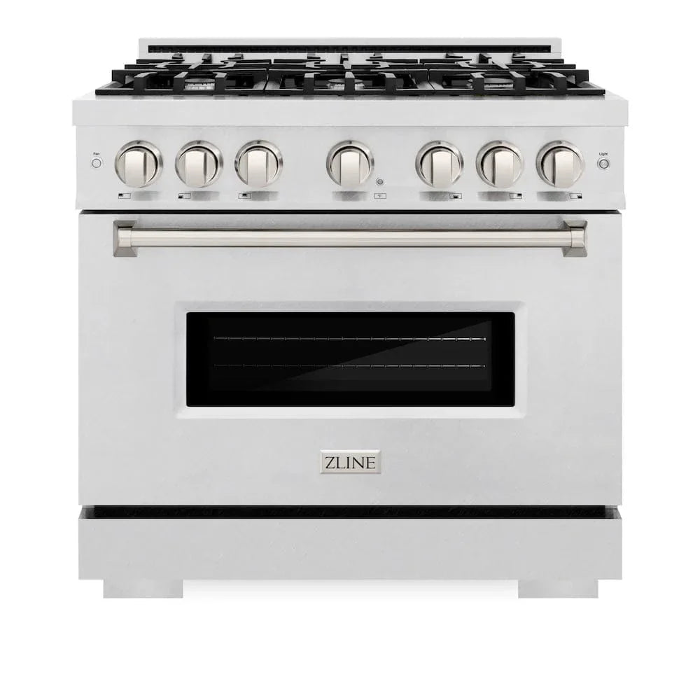 ZLINE 36" Dual Fuel Range, Gas Cooktop, Electric Convection Oven DuraSnow® Stainless Steel, CDRS-36