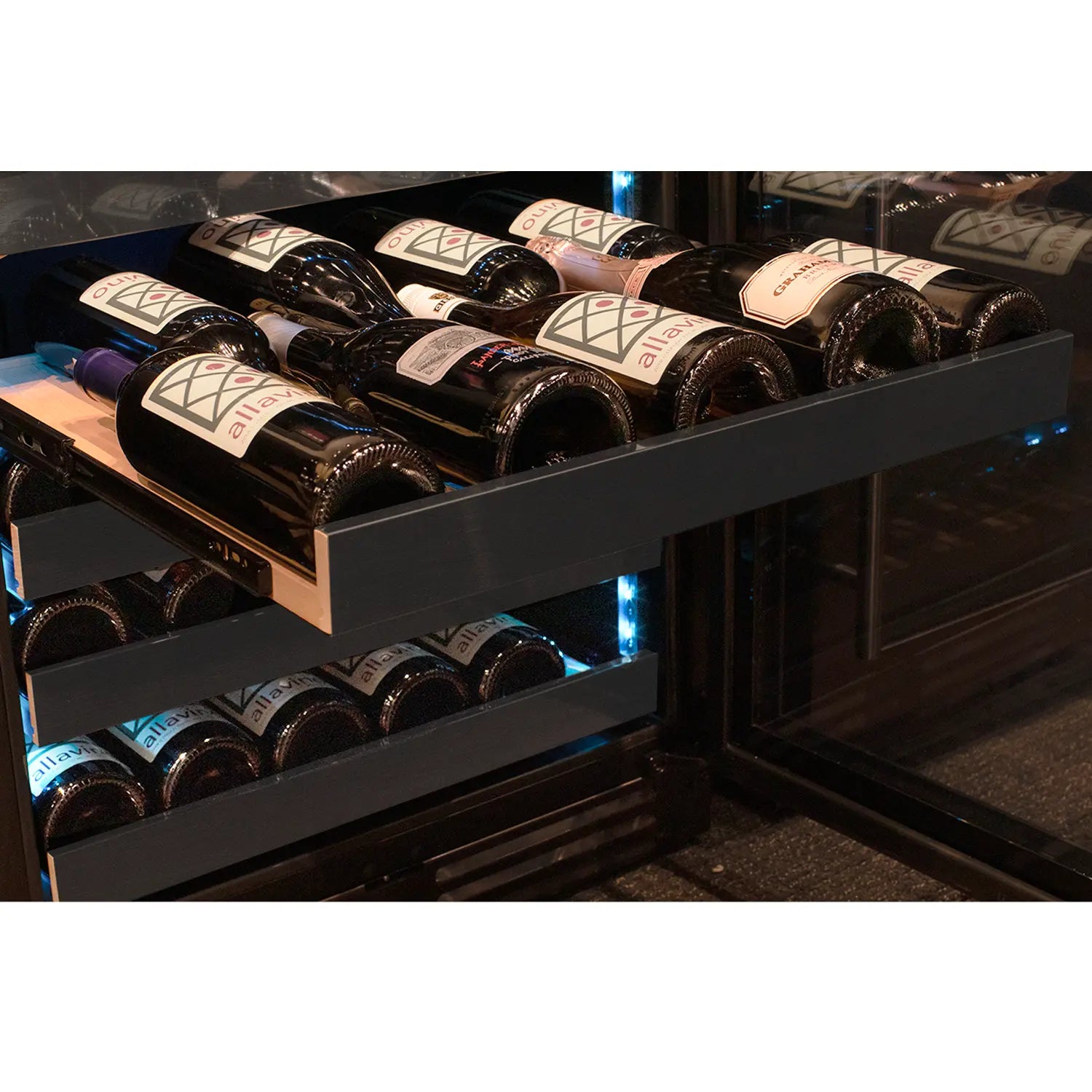 Allavino Reserva Series 50 Bottle Built-in Undercounter Luxury Wine Refrigerator with Black Stainless Steel Door