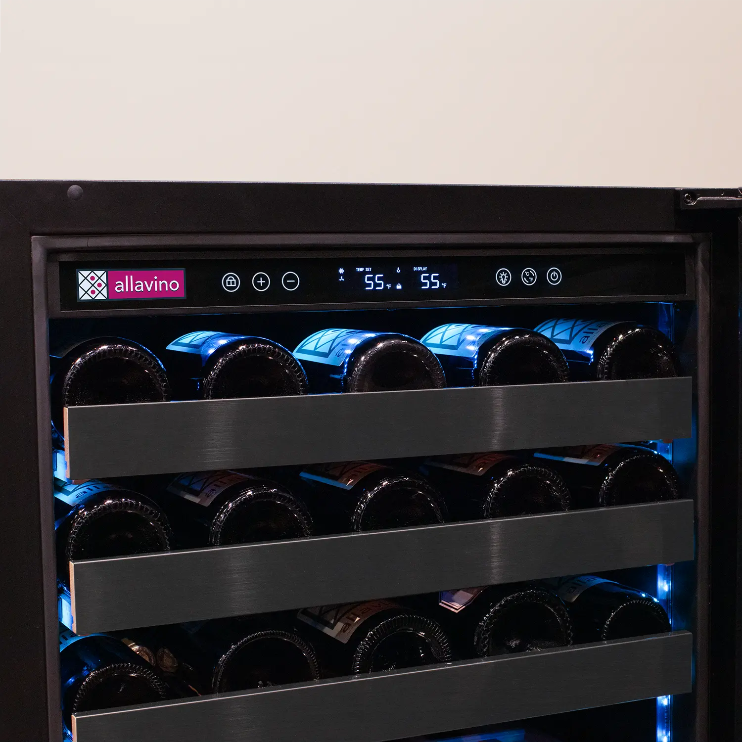 Allavino Reserva Series 50 Bottle Built-in Undercounter Luxury Wine Refrigerator with Black Stainless Steel Door