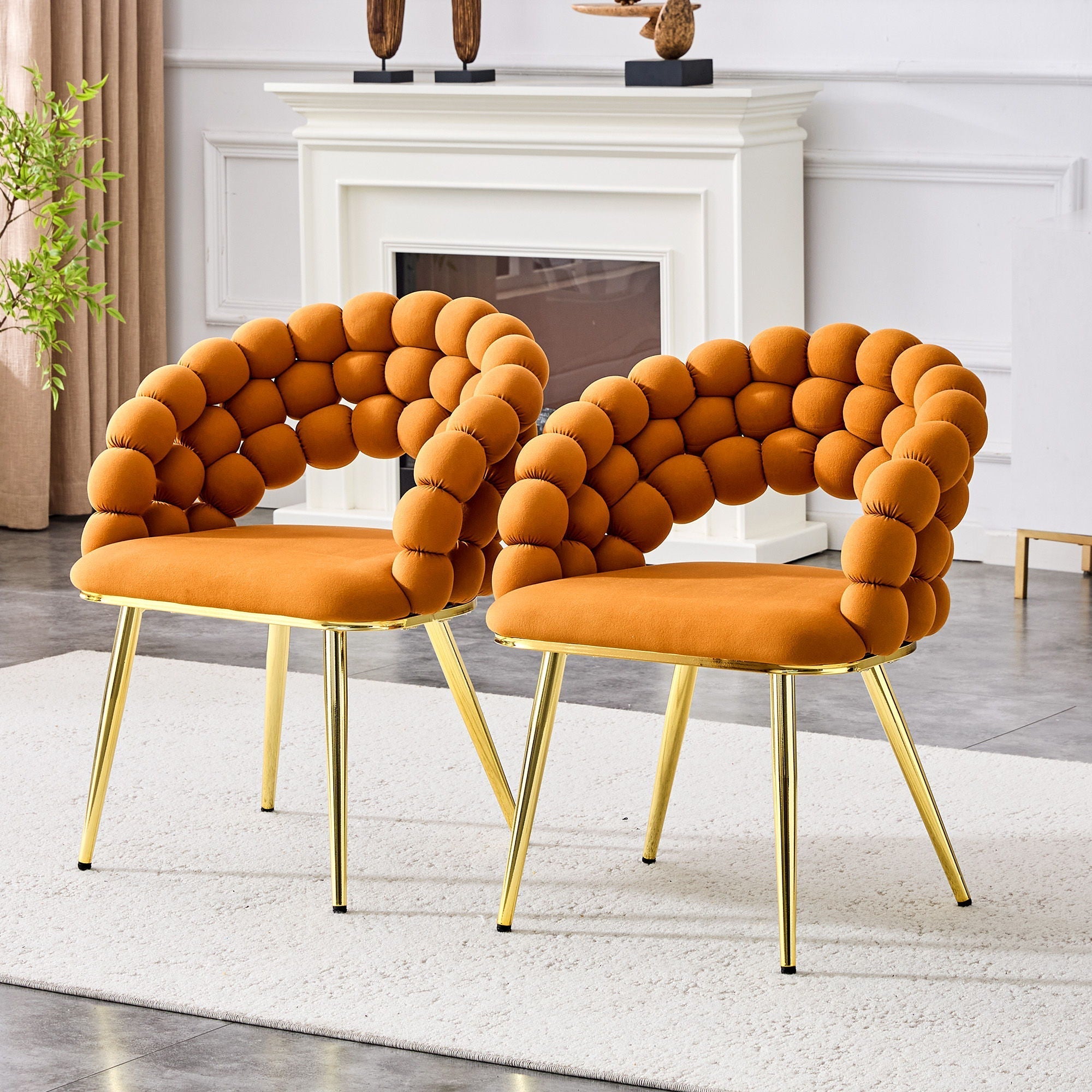 Puffy Bubble Ball Chain Chairs For Dining Room (Set of 2)