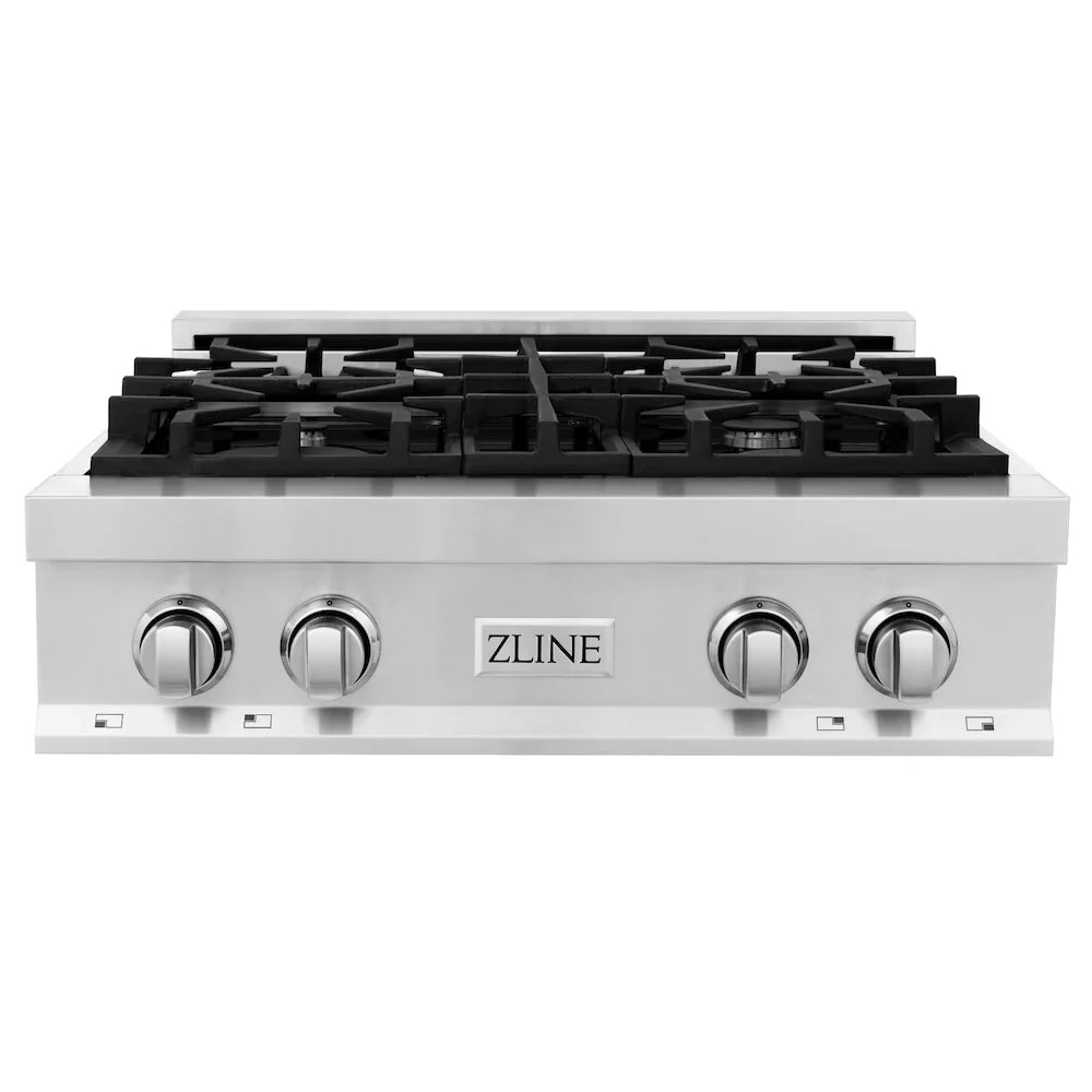 ZLINE Kitchen Package Refrigerator, Rangetop, Rangehood, Wall Oven, 4KPR-RTRH30-AWS