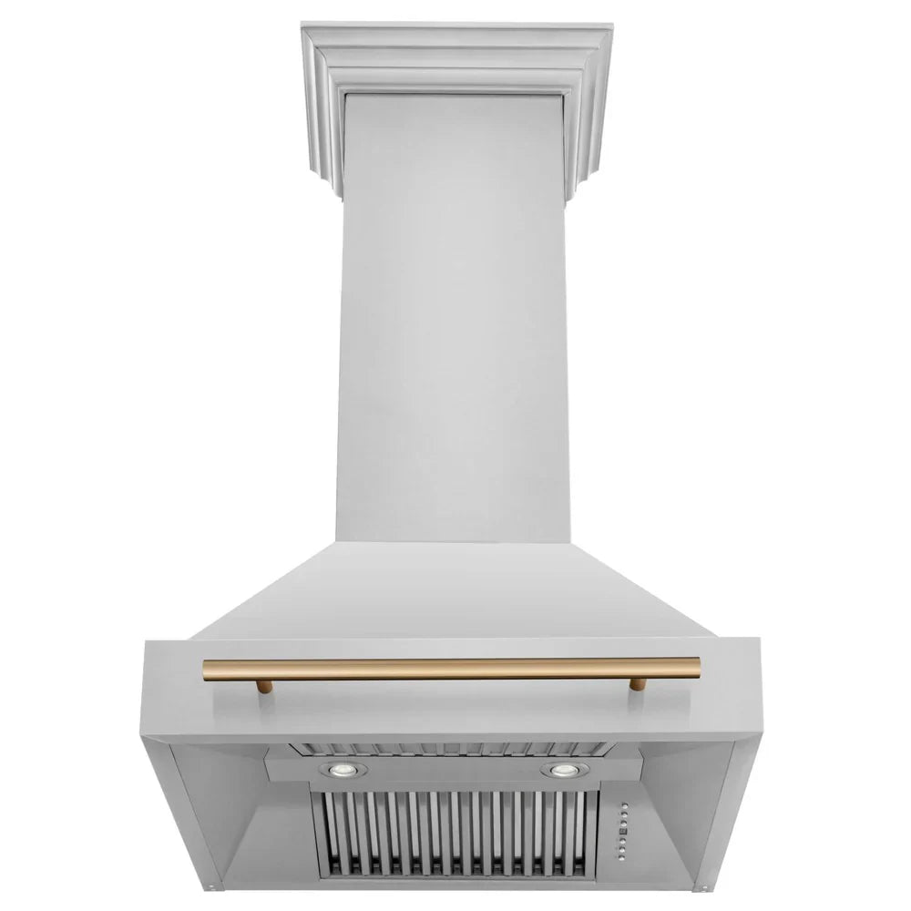 ZLINE 30" Autograph Stainless Wall Range Hood, White, 8654STZ-30-CB
