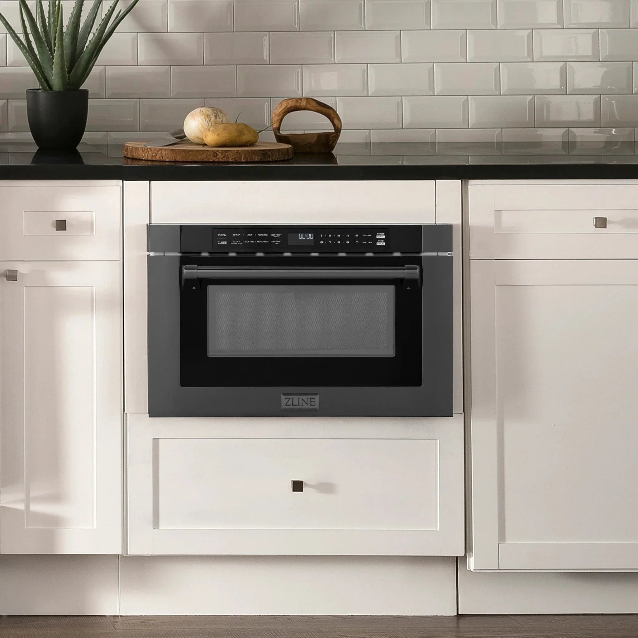 ZLINE 24" Built-in Microwave Drawer, Black Stainless Steel, MWD-1-BS-H