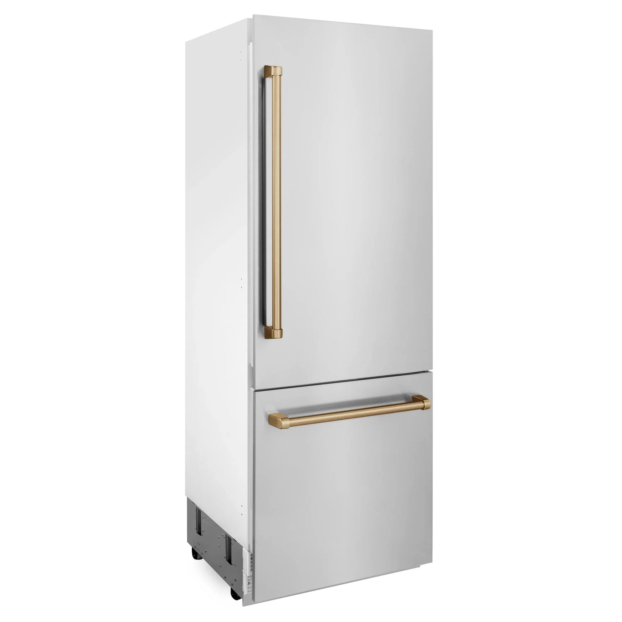 ZLINE 30" Autograph 16.1 cu. ft. 2-Door Bottom Freezer Fridge Water/Ice Dispenser Stainless Steel Champagne Bronze Accents RBIVZ-304-30-CB
