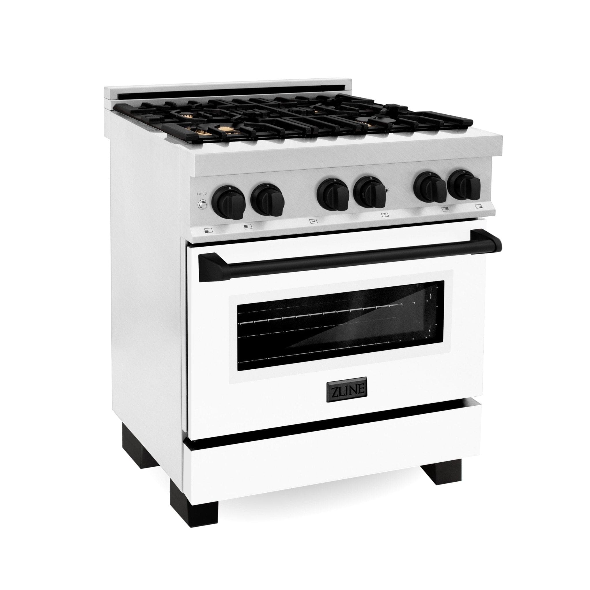 ZLINE 30" Autograph, Dual Fuel Range, White Door, RASZ-WM-30-MB