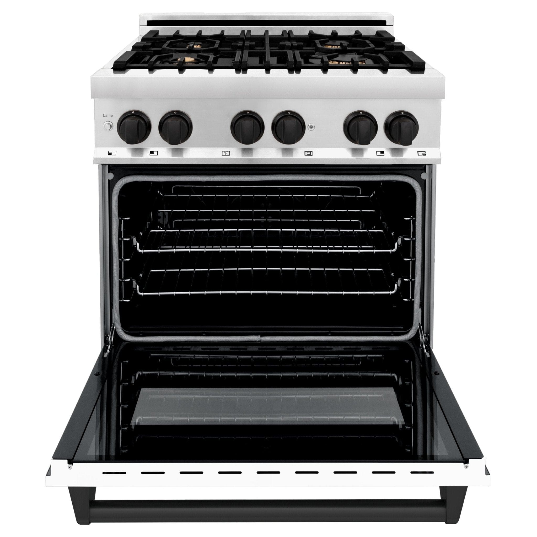 ZLINE 30" Autograph Dual Fuel Range, White Door, RAZ-WM-30-MB