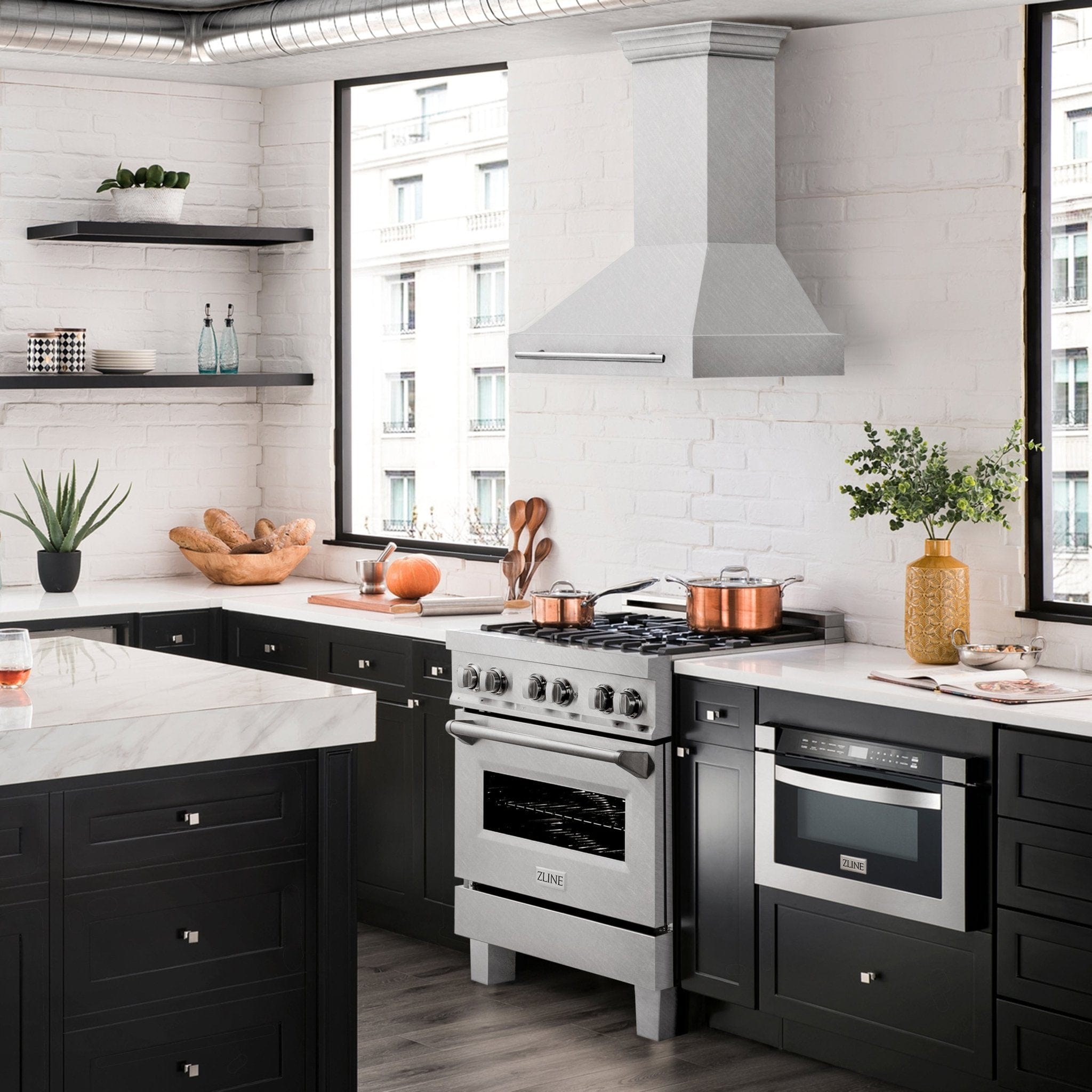 ZLINE 30" Autograph DuraSnow Stainless Steel Wall Range Hood 8654SNX-30