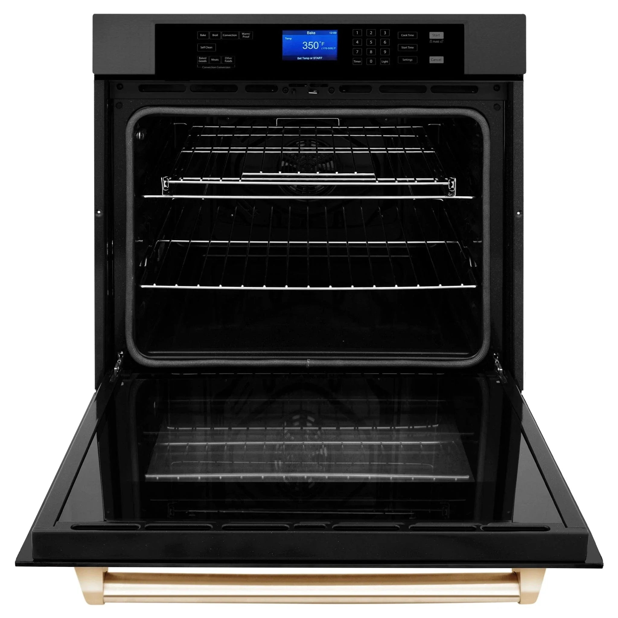 ZLINE 30" Autograph Edition Single Wall Oven with Self Clean and True Convection in Black Stainless Steel Gold Accent AWSZ-30-BS-G