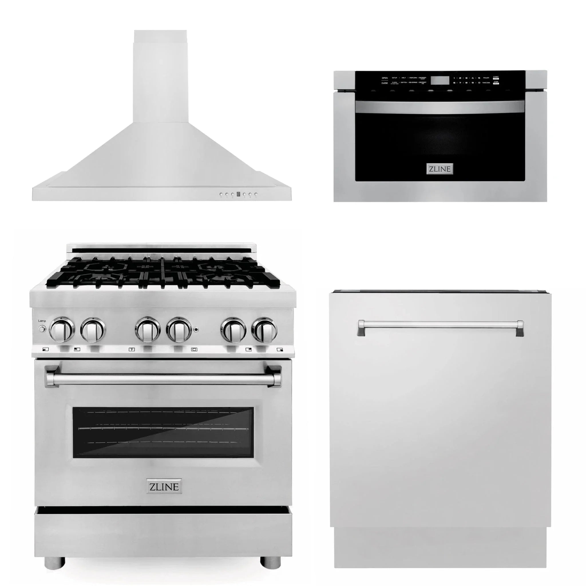 ZLINE 30 " Package Range RA30, Range Hood KB, Microwave MWD-1 , Dishwasher DWV-24, 4KP-RARH30-MWDW