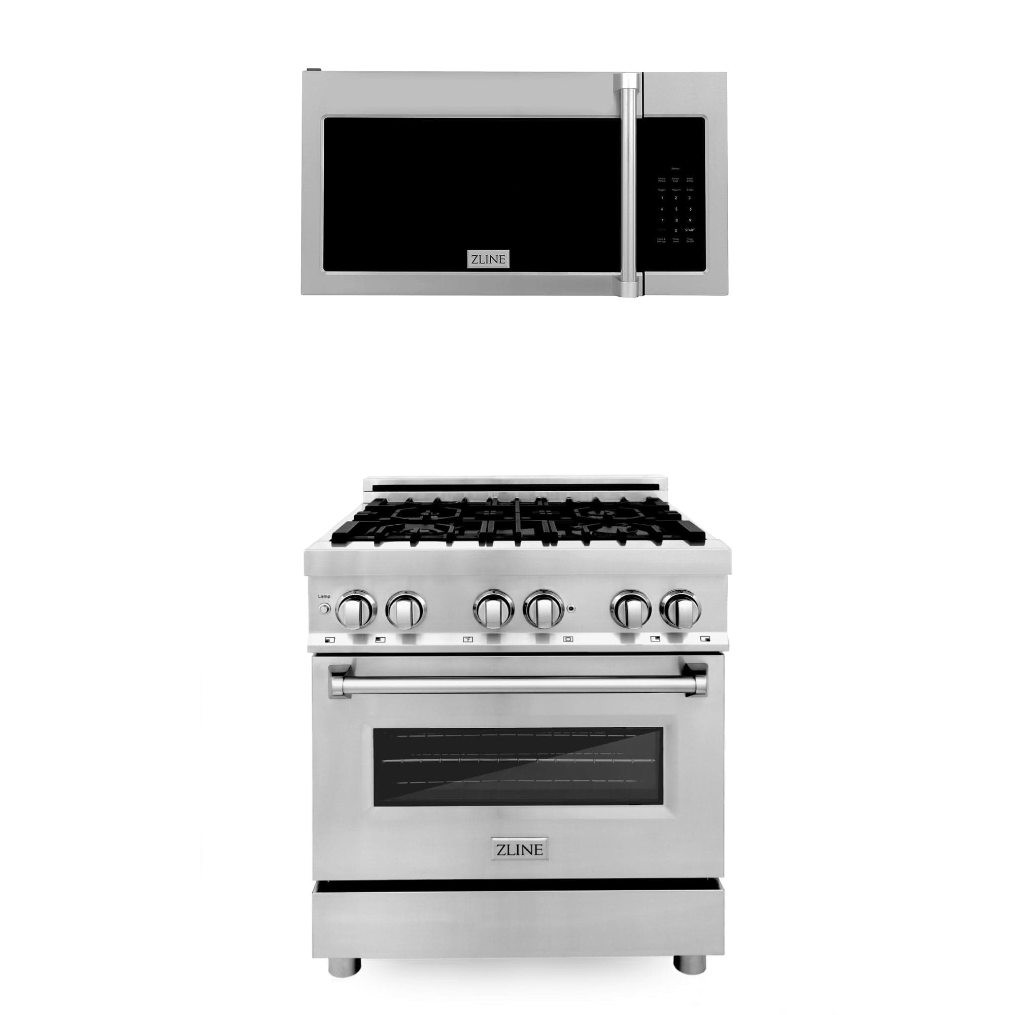 ZLINE 30" Range RA30 & Microwave MWO-OTR-H-30 Bundle, 2KP-RAOTRH30