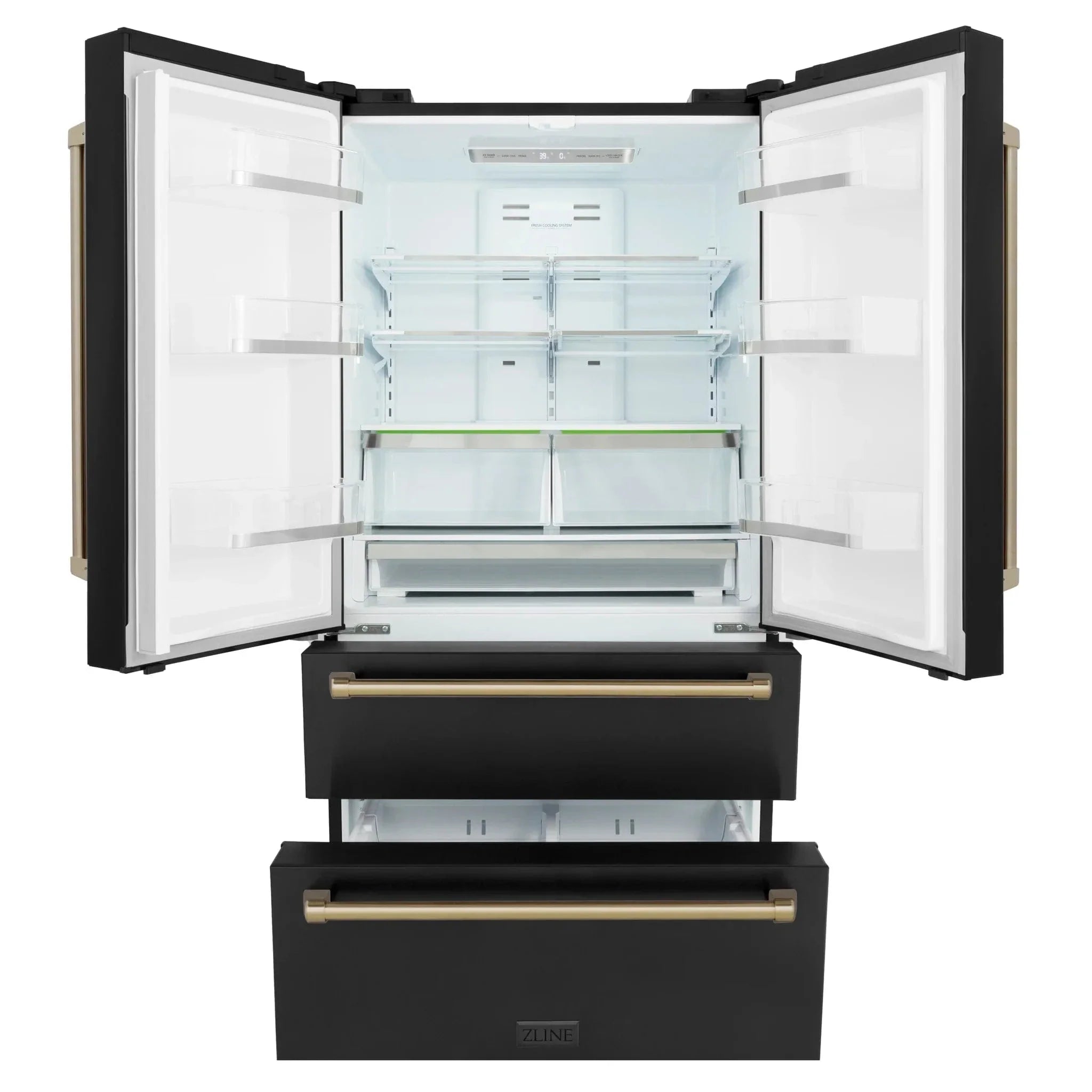ZLINE 36" Autograph 22.5 cu. ft French Door Refrigerator with Ice Maker in Black Stainless Steel RFMZ-36-BS-CB