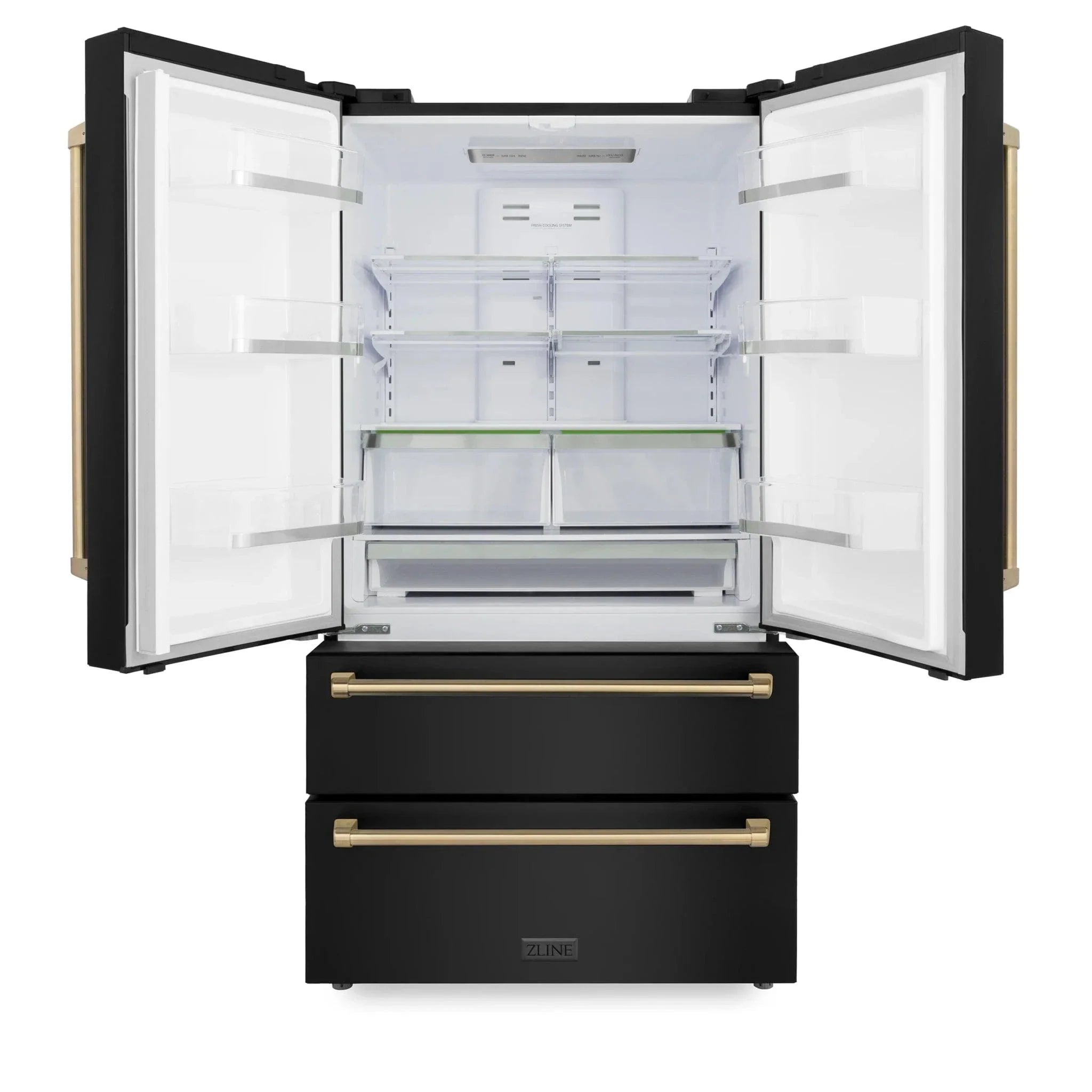 ZLINE 36" Autograph 22.5 cu. ft French Door Refrigerator with Ice Maker in Black Stainless Steel RFMZ-36-BS-CB