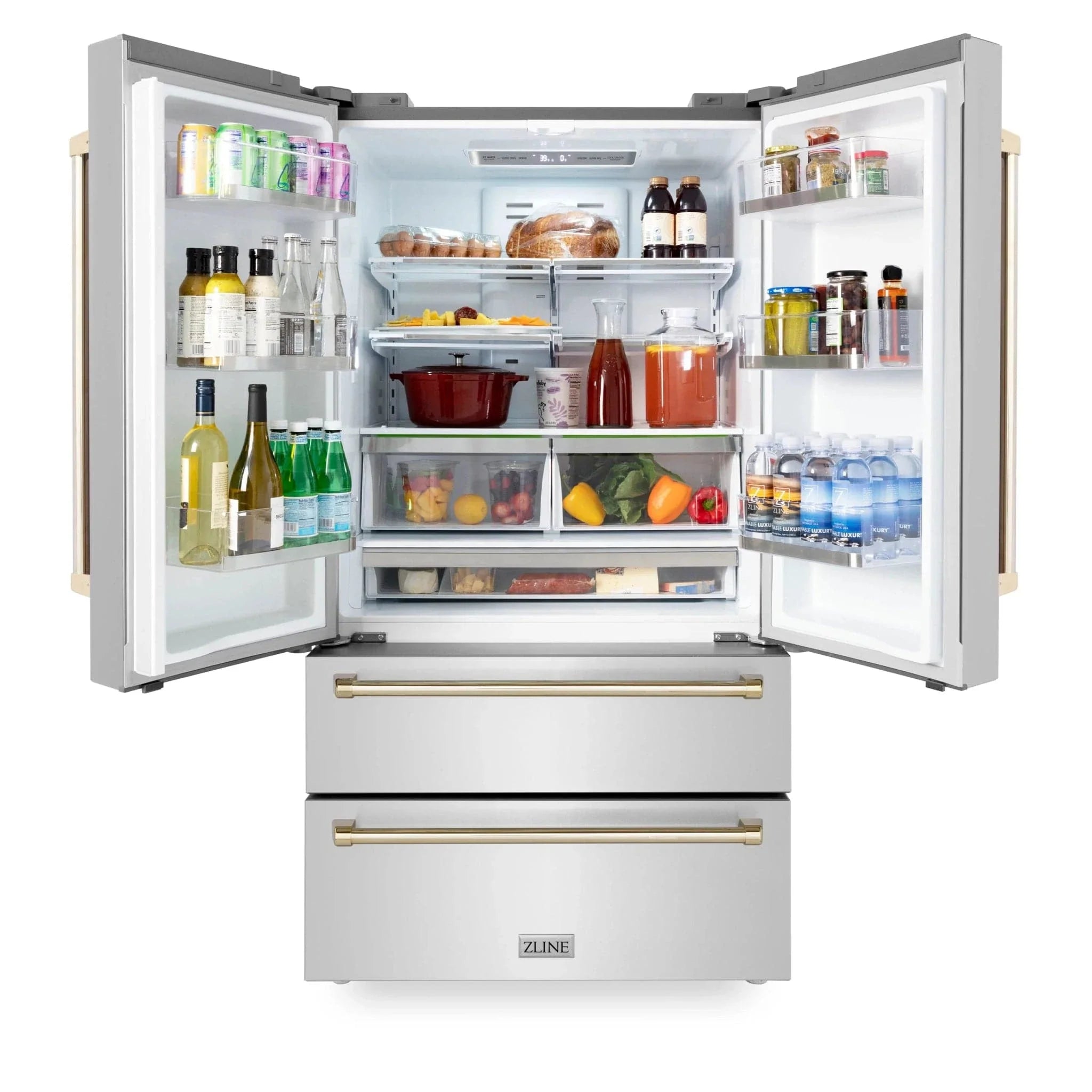 ZLINE 36" Autograph 22.5 cu. ft French Door Refrigerator with Ice Maker Stainless Steel RFMZ-36-G