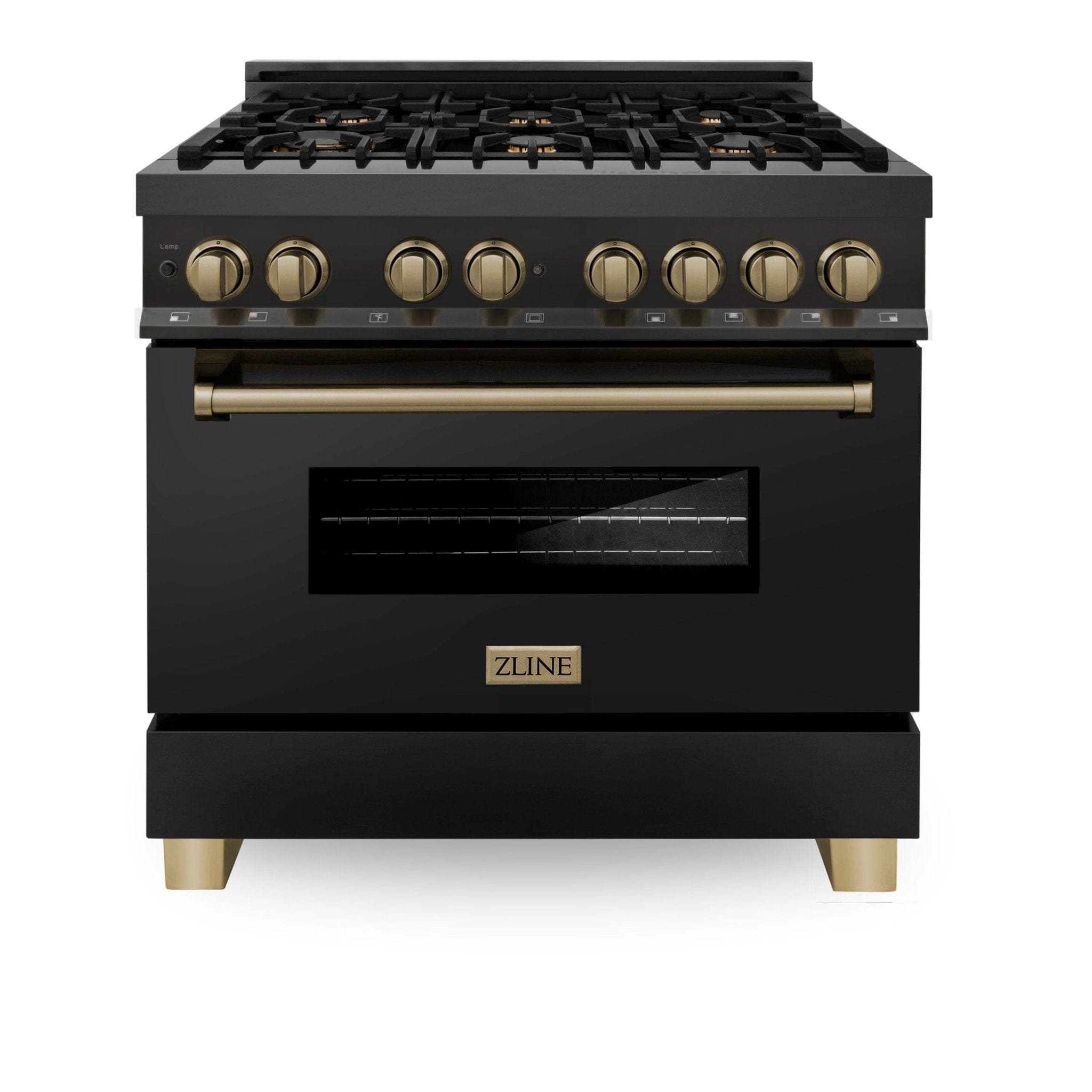 ZLINE 36" Autograph Dual Fuel Range, Black Stainless, RABZ-36-CB
