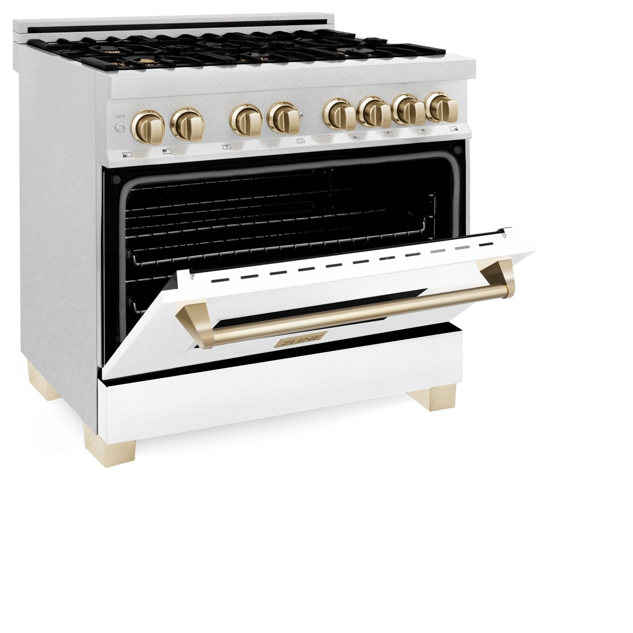 ZLINE 36" Autograph Edition Dual Fuel Range, White Door, RAZ-WM-36-G