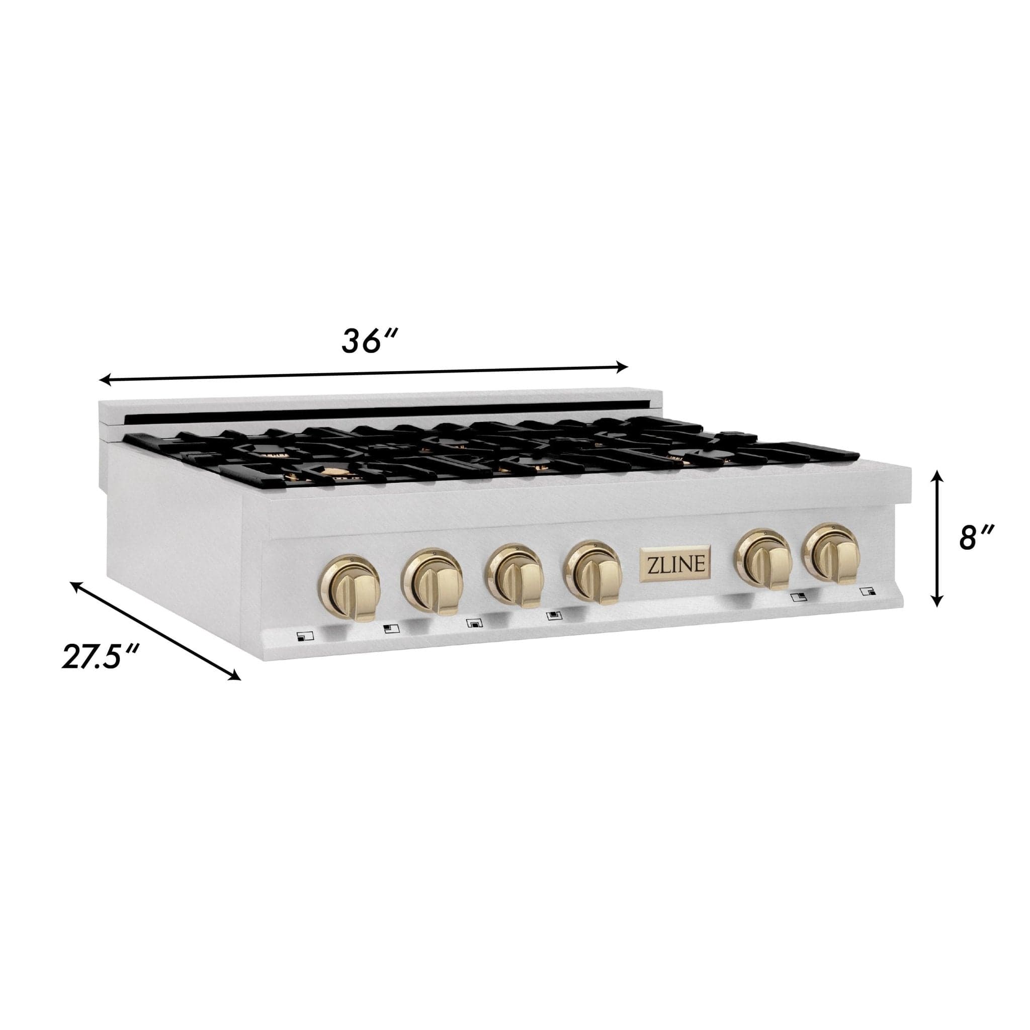 ZLINE 36" Autograph Edition Rangetop, DuraSnow, Gold Accent, RTSZ-36-G