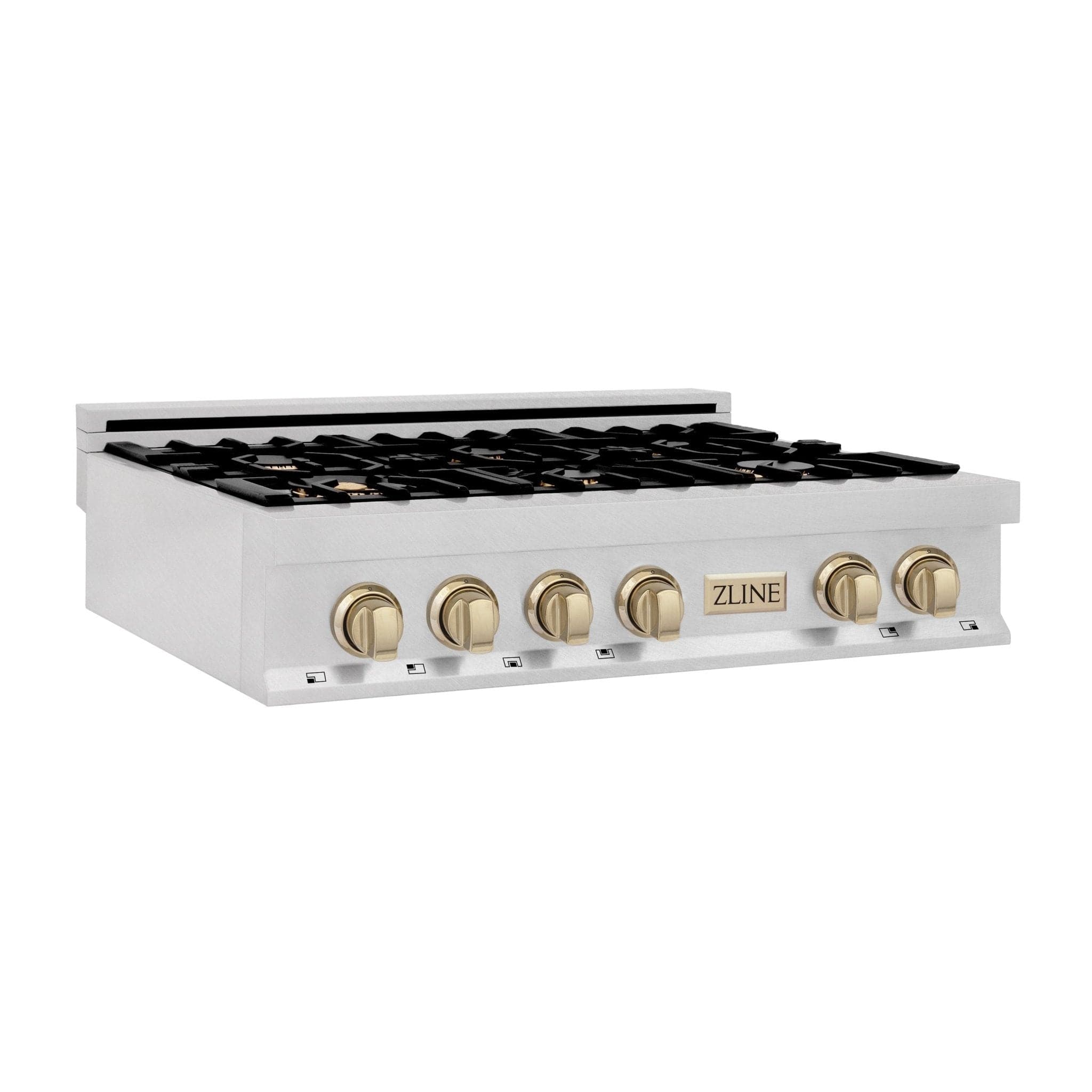 ZLINE 36" Autograph Edition Rangetop, DuraSnow, Gold Accent, RTSZ-36-G