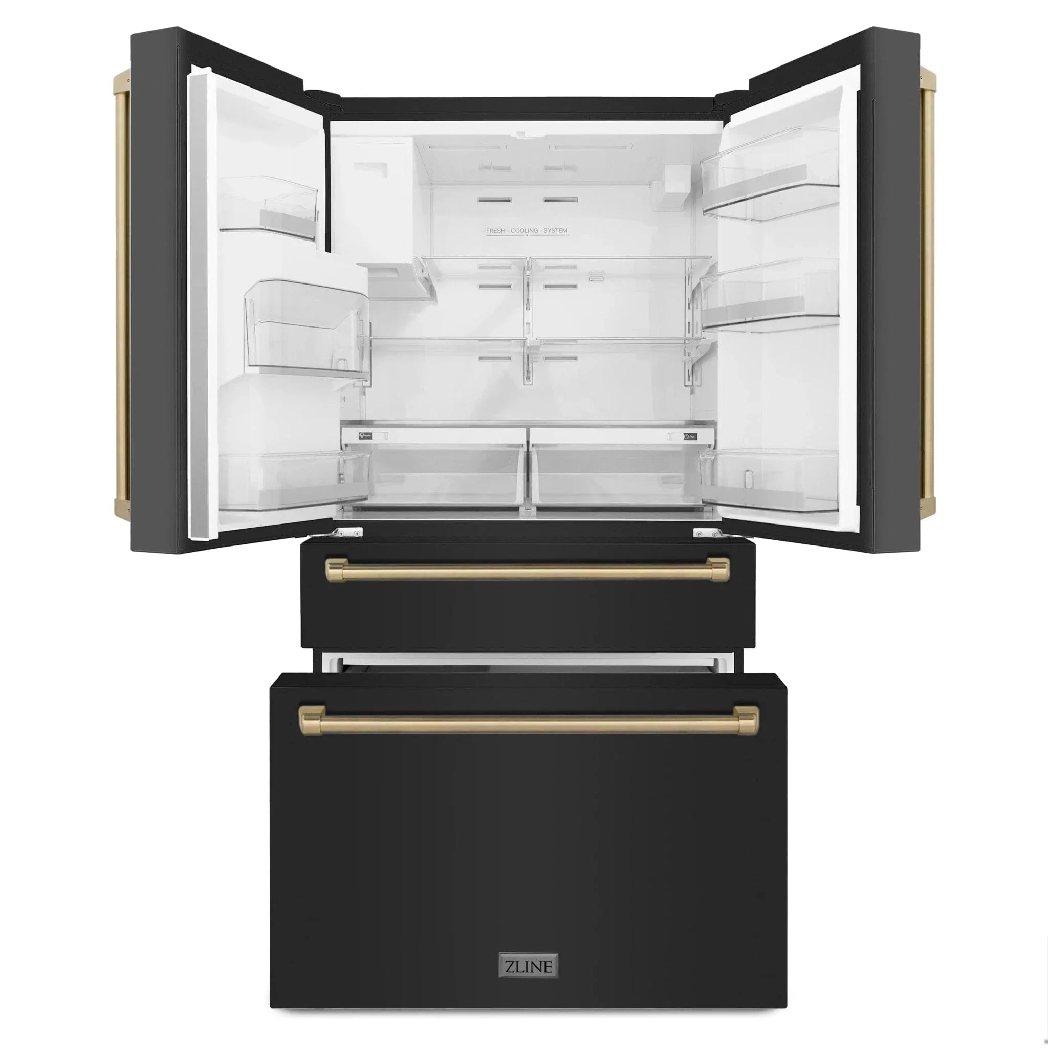 ZLINE 36" Autograph French Door Refrigerator with Water and Ice Dispenser in Black Stainless Steel RFMZ-W-36-BS-CB