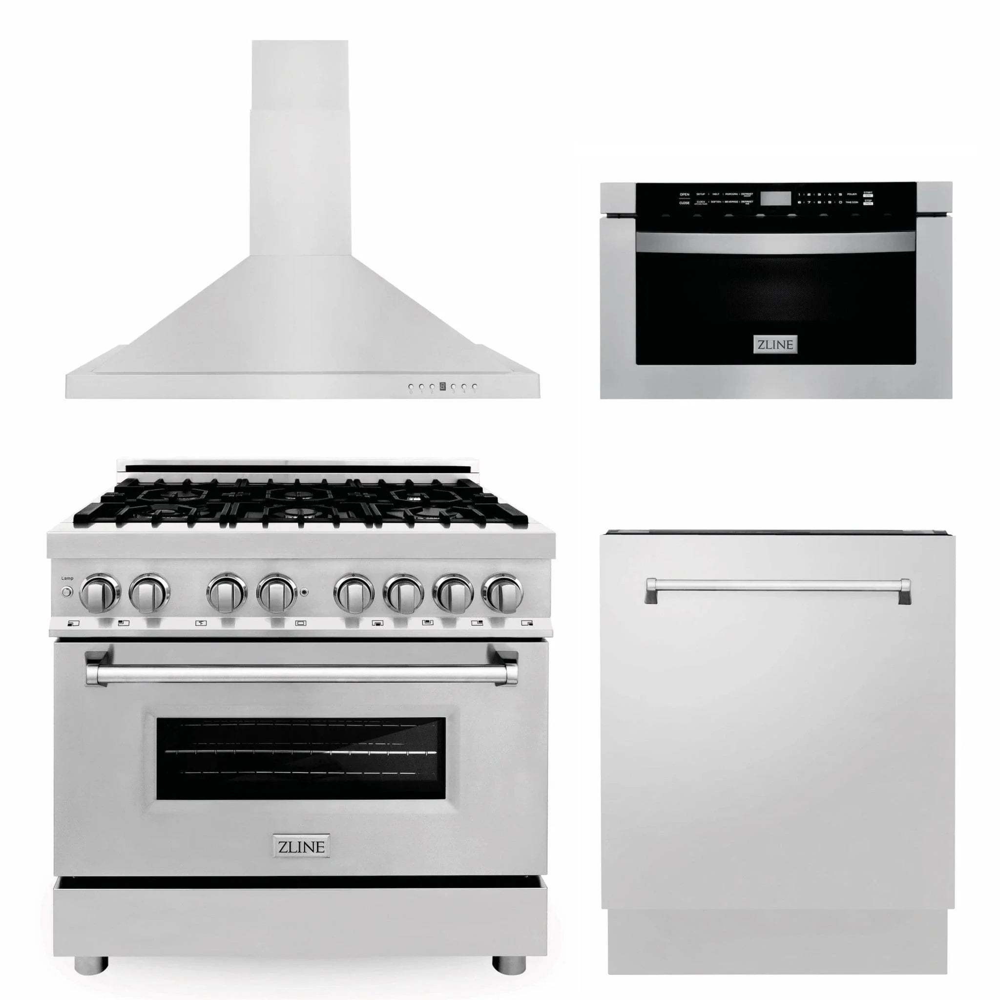 ZLINE 36 " Package Range RA36, Range Hood KB, Microwave MWD-1 , Dishwasher DWV-24, 4KP-RARH36-MWDWV