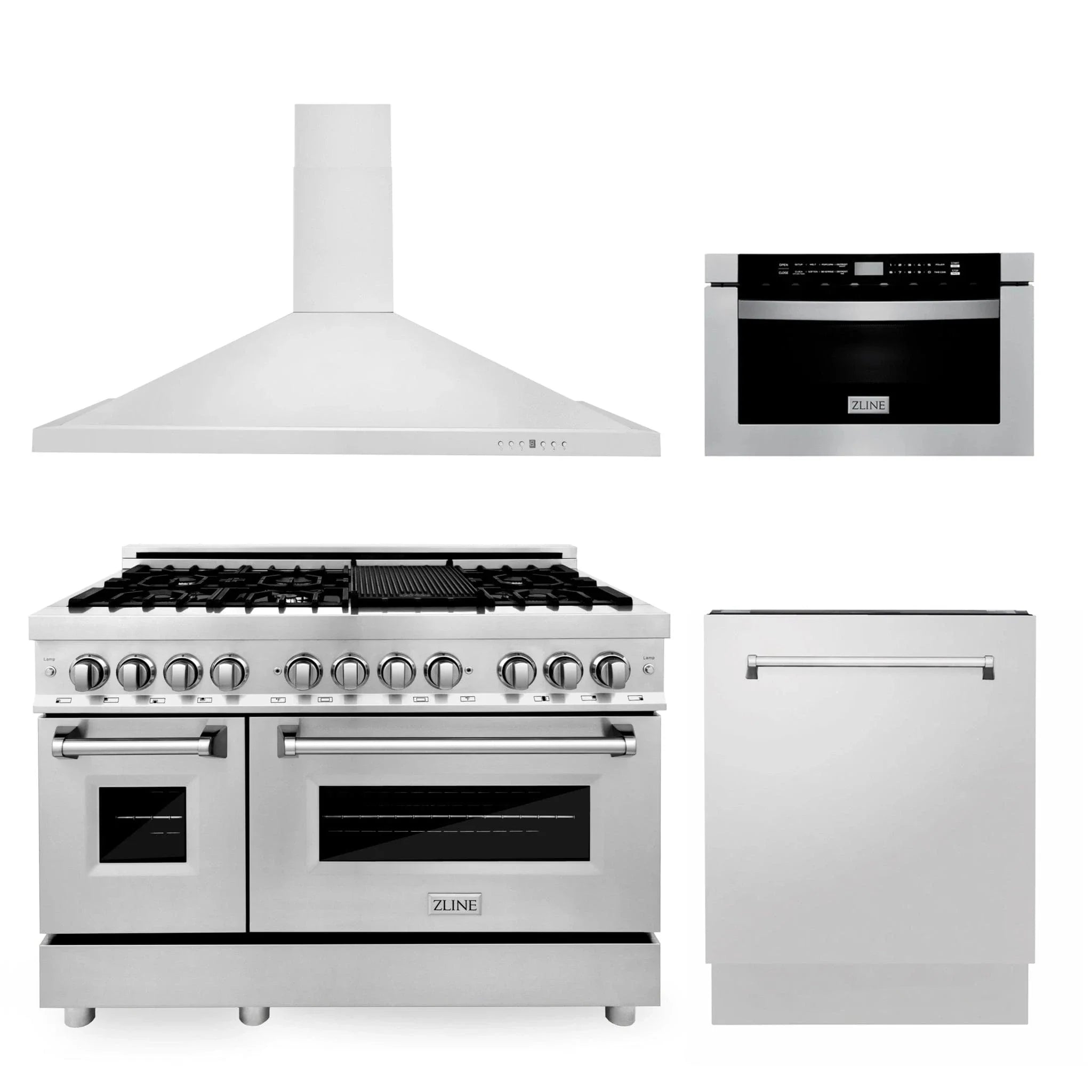 ZLINE 48 " Package Range RA48, Range Hood KB, Microwave MWD-1 , Dishwasher DWV-24, 4KP-RARH48-MWDWV