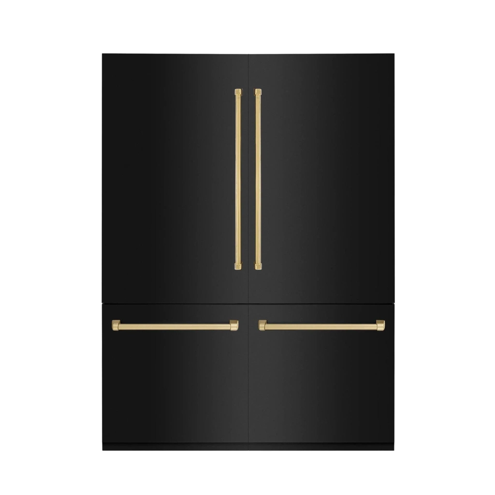 ZLINE 60" Autograph 32.2 cu. ft. 4-Door French Door Fridge Water/Ice Dispenser Black Stainless Steel Gold Accents RBIVZ-BS-60-G
