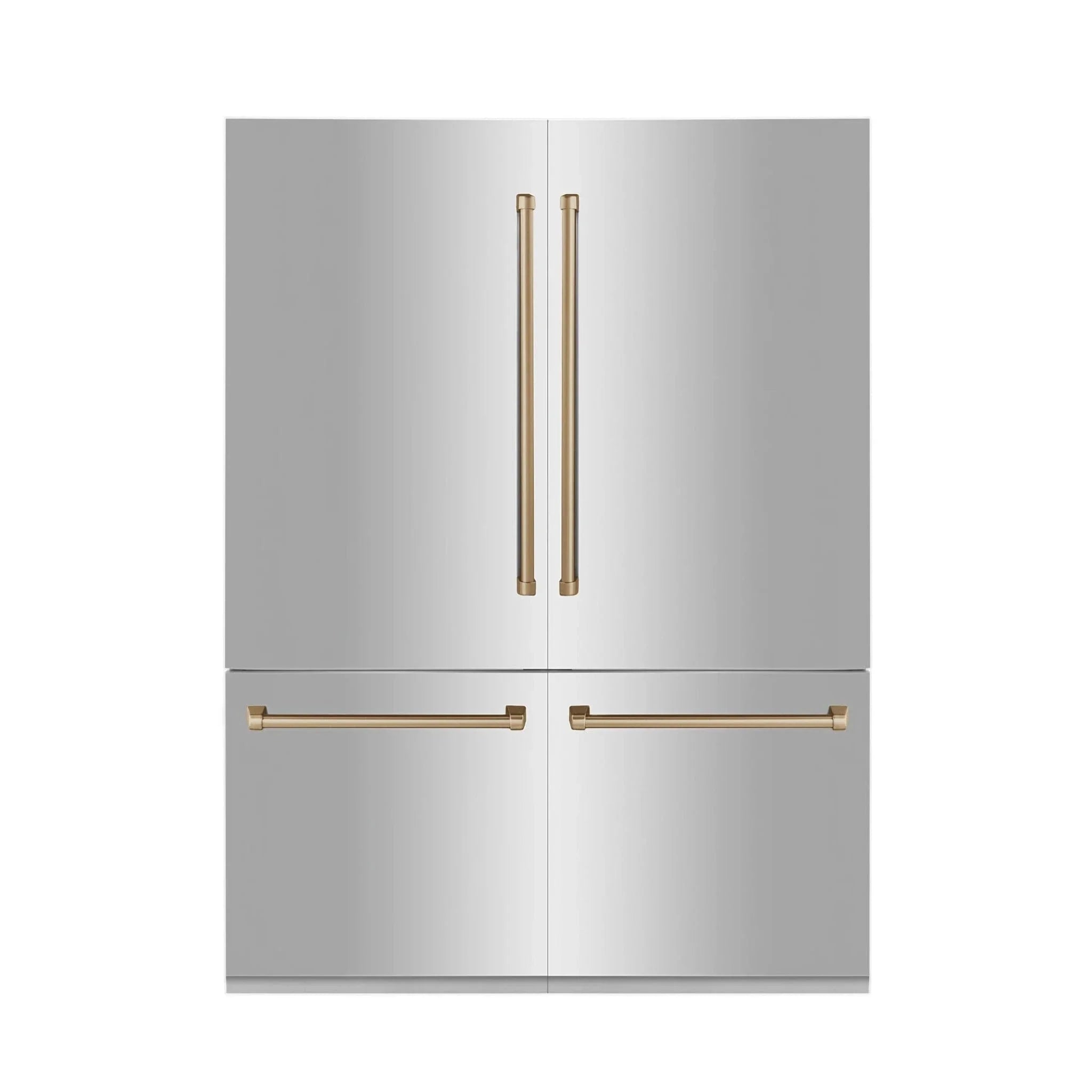 ZLINE 60" Autograph 32.2 cu. ft. 4-Door French Door Fridge Water/Ice Dispenser Stainless Steel Gold Accents RBIVZ-304-60-G