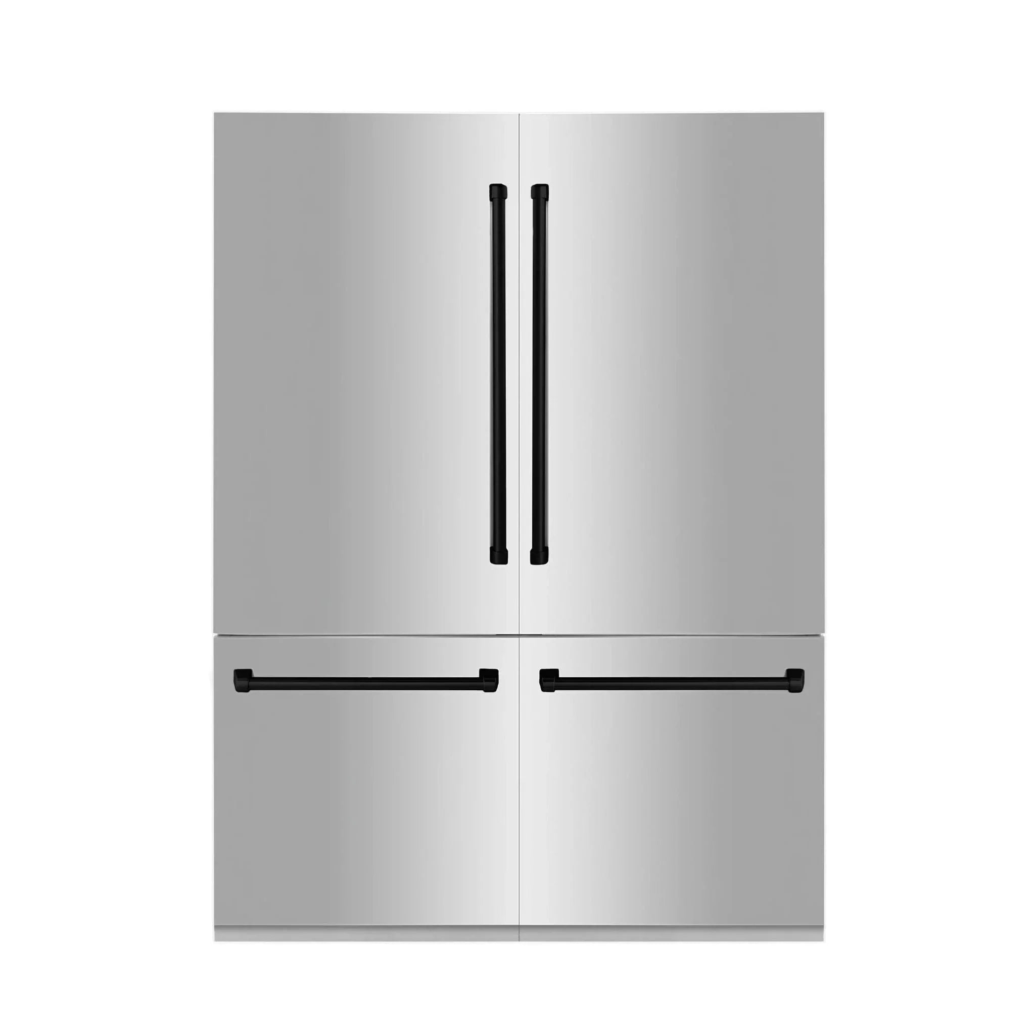 ZLINE 60" Autograph 32.2 cu. ft. 4-Door French Door Fridge Water/Ice Dispenser Stainless Steel Matte Black Accents RBIVZ-304-60-MB