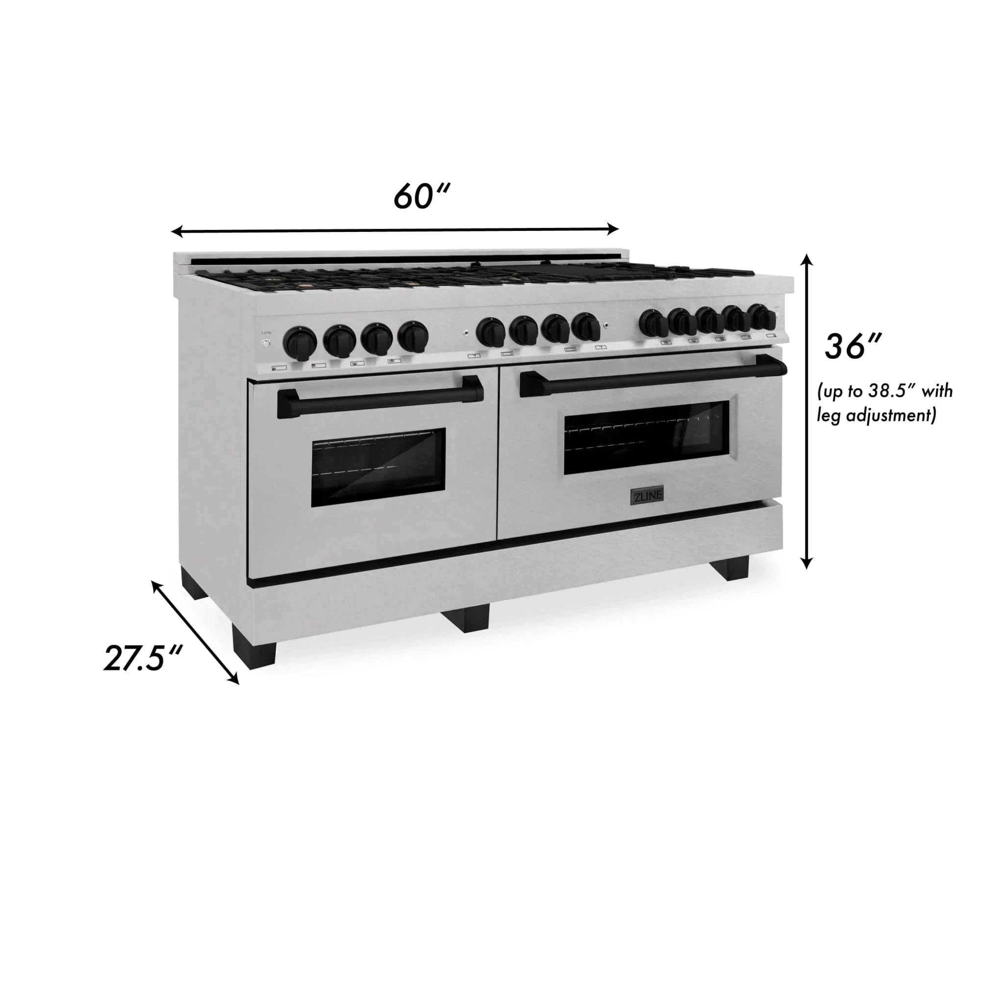 ZLINE 60" Autograph Edition Dual Fuel Range, DuraSnow, RASZ-SN-60-MB