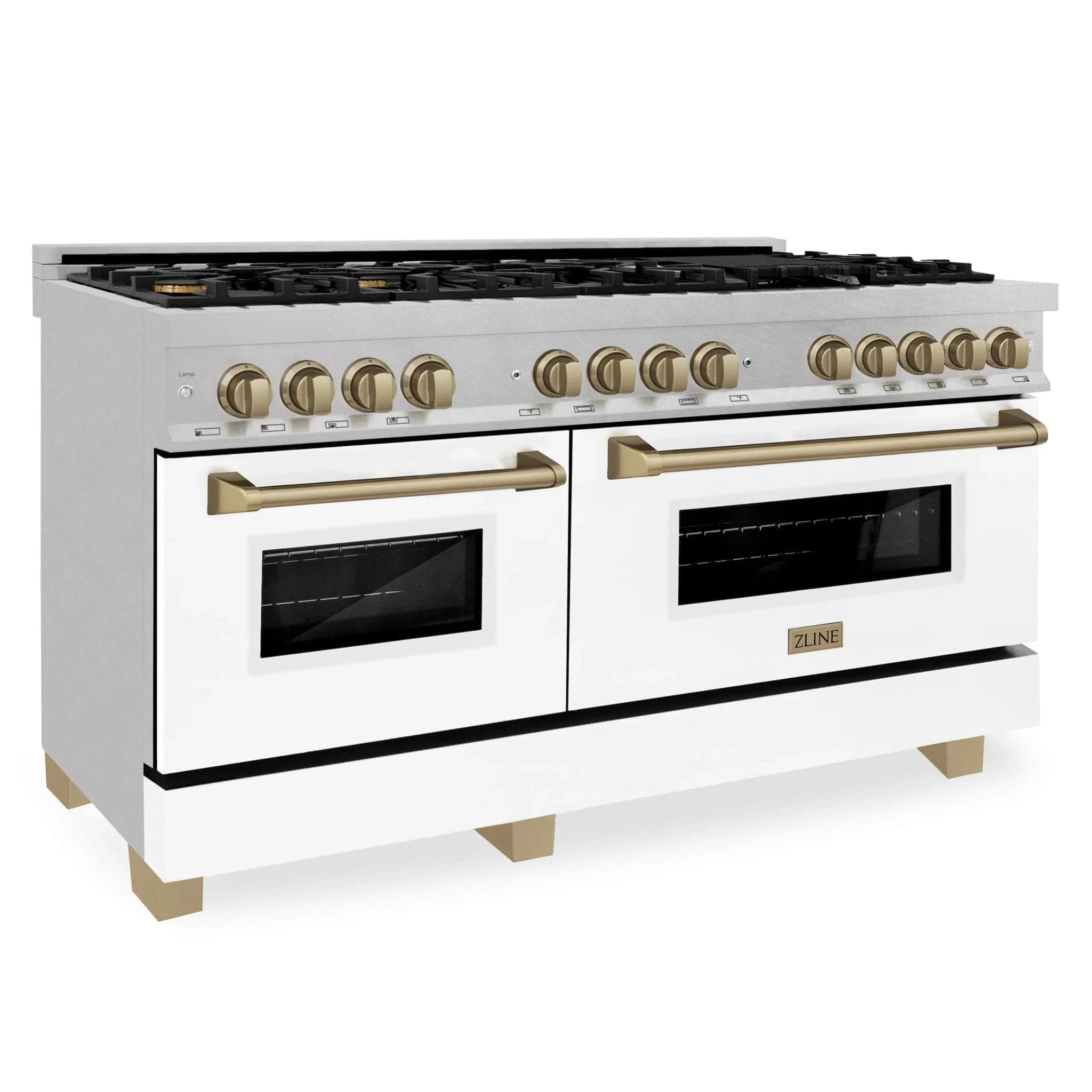 ZLINE 60"Autograph Range Dual Fuel, DuraSnow, White Door,RASZ-WM-60-CB