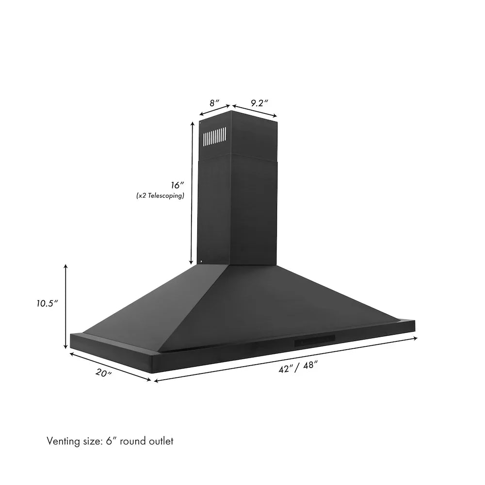 ZLINE 48" Bundle Range RAB-BR-48 & Wall Range Hood BSKBN, 2KP-RABRH48