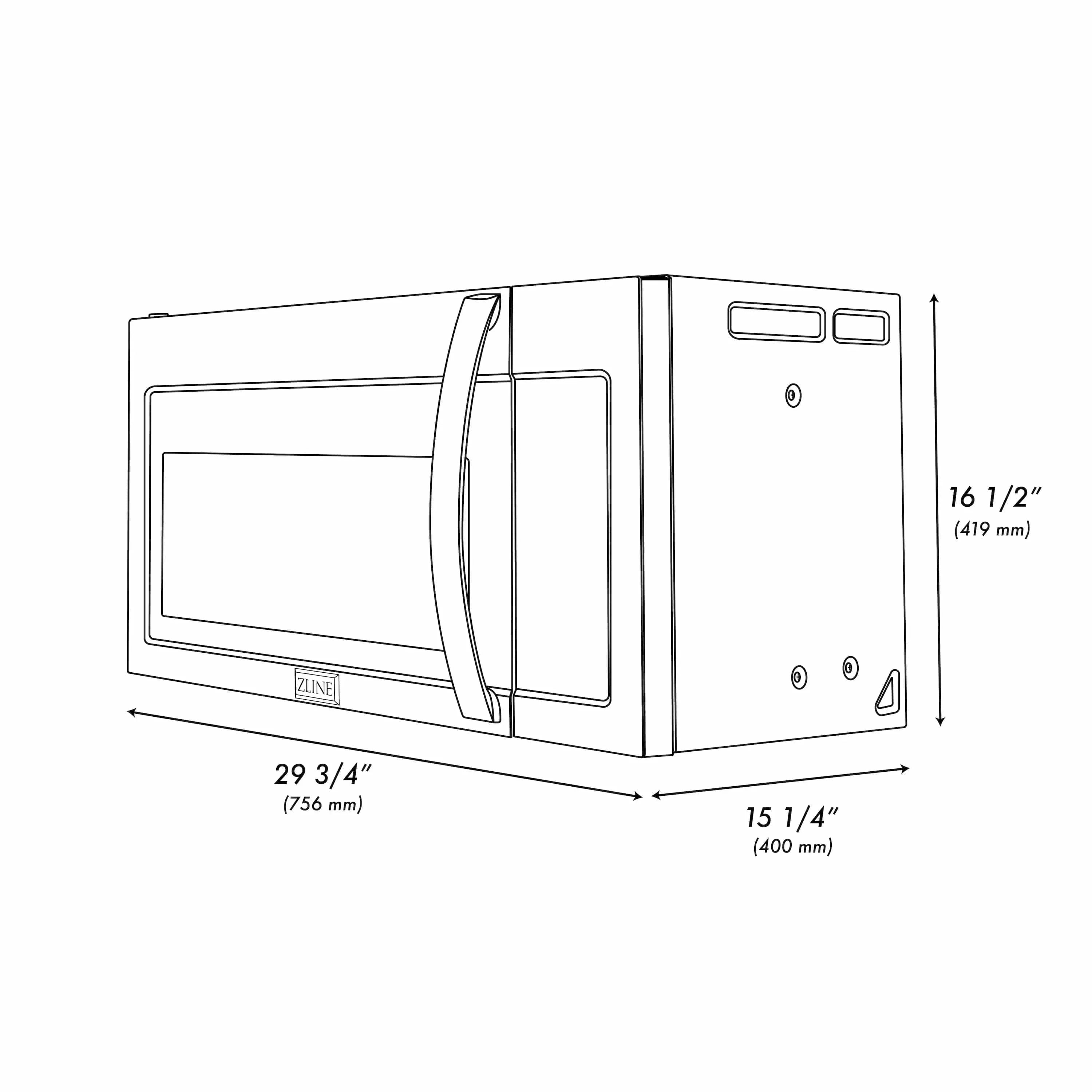 ZLINE 30 " Recirculating Over-the-Range Convection Microwave Oven Charcoal Filters Stainless Steel MWO-OTRCF-30