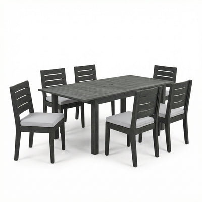 7-Piece Outdoor Dining Set with Extendable Acacia Wood Table