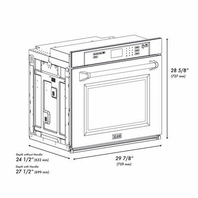 ZLINE 30" Autograph Edition Professional True Convection Single Wall Oven, Air Fry, Self Clean, Stainless Steel, Gold WASZ-30-G