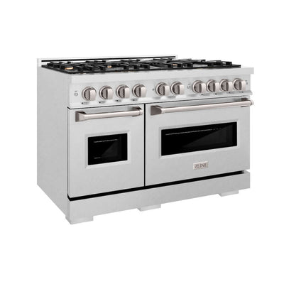 ZLINE 48" Dual Fuel Range, Gas Cooktop, Electric Convection Oven DuraSnow® Stainless Steel, Brass Burners CDRS-BR-48