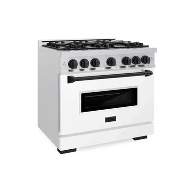 ZLINE 36" Dual Fuel Range, Gas Cooktop, Electric Convection Oven DuraSnow® Stainless Steel, Matte Black CDRSZ-36-MB