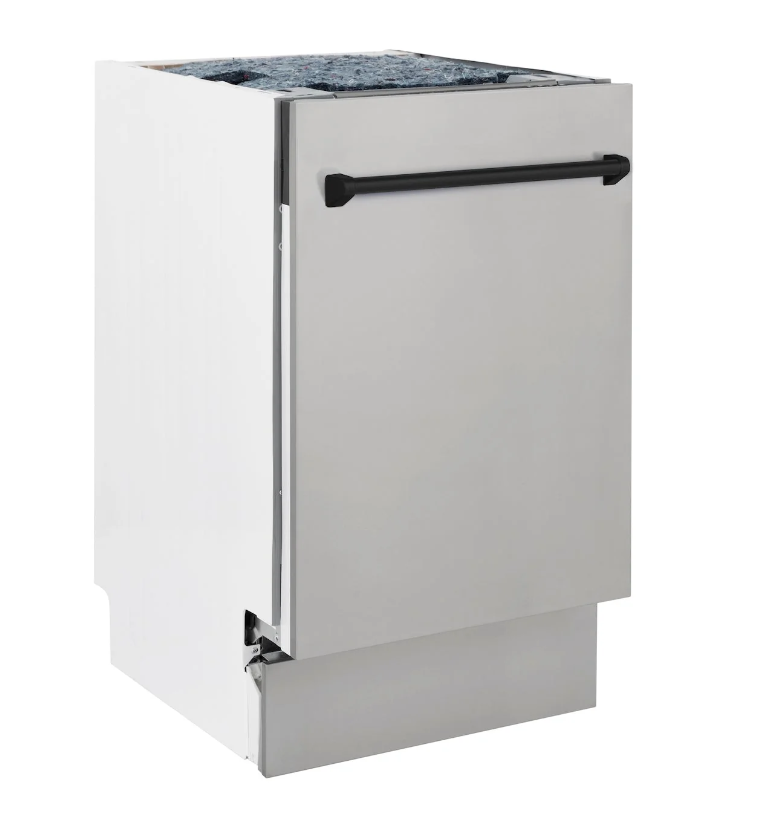 ZLINE Autograph 18" Dishwasher Stainless Door, Black DWVZ-304-18-MB
